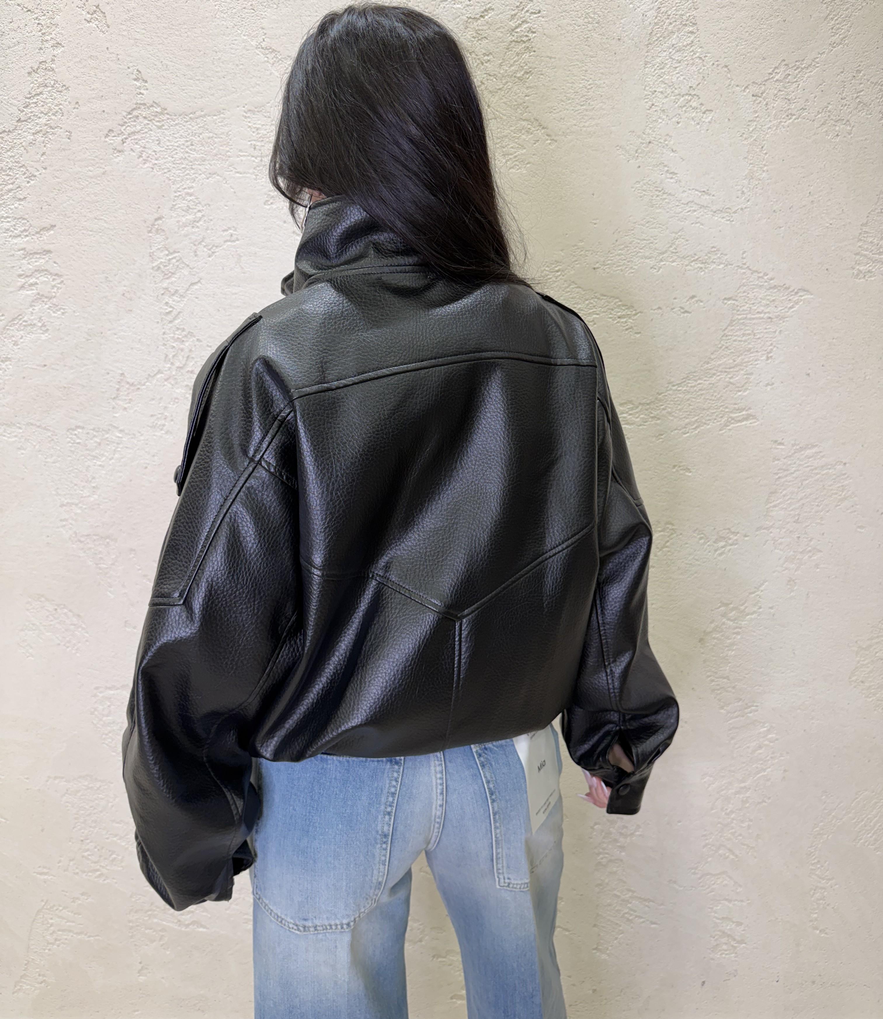 bomber biker in ecopelle effetto martellato TAB1307 NERO VICOLO 