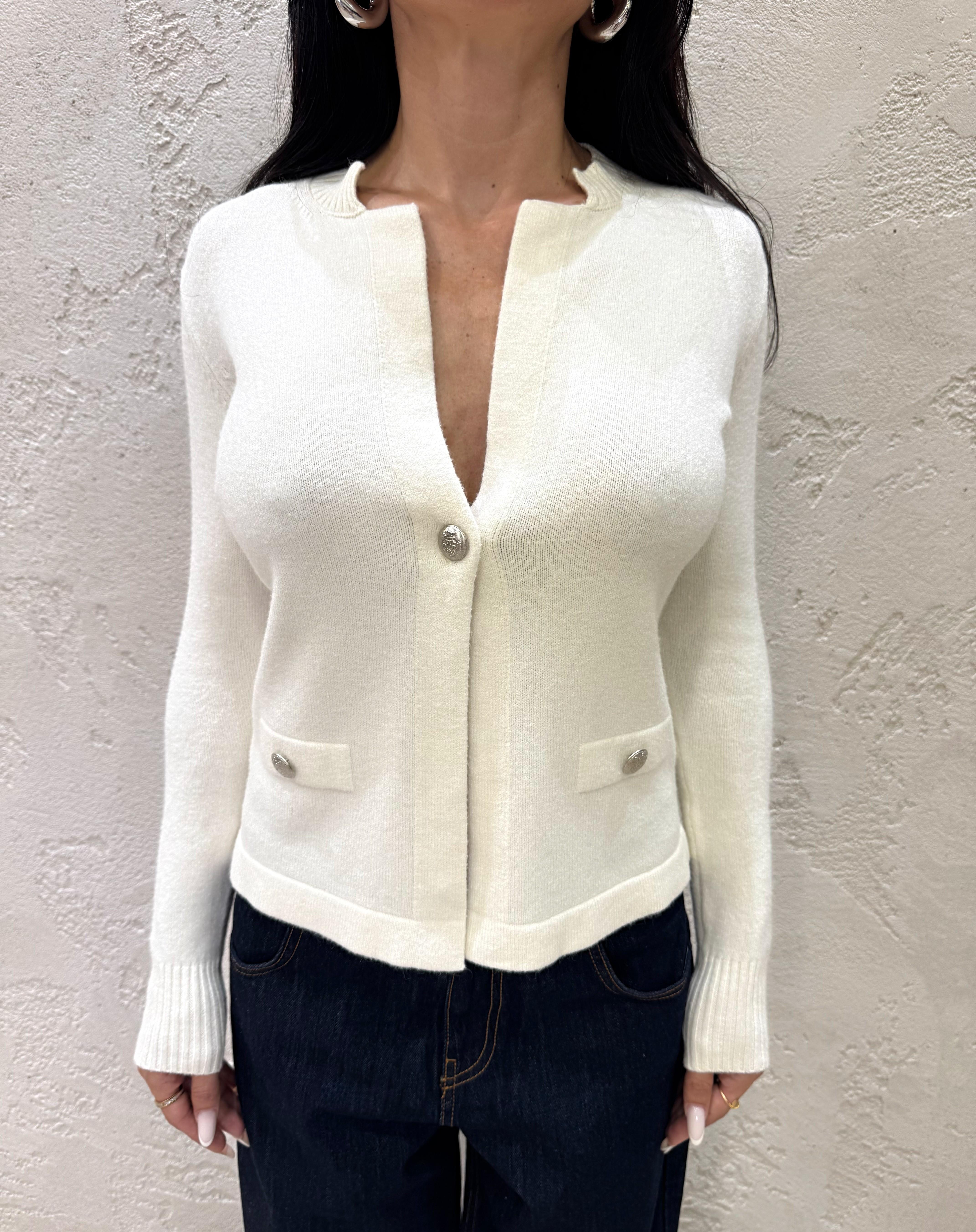 giacchino in maglia 78058 CREMA SUSY MIX 