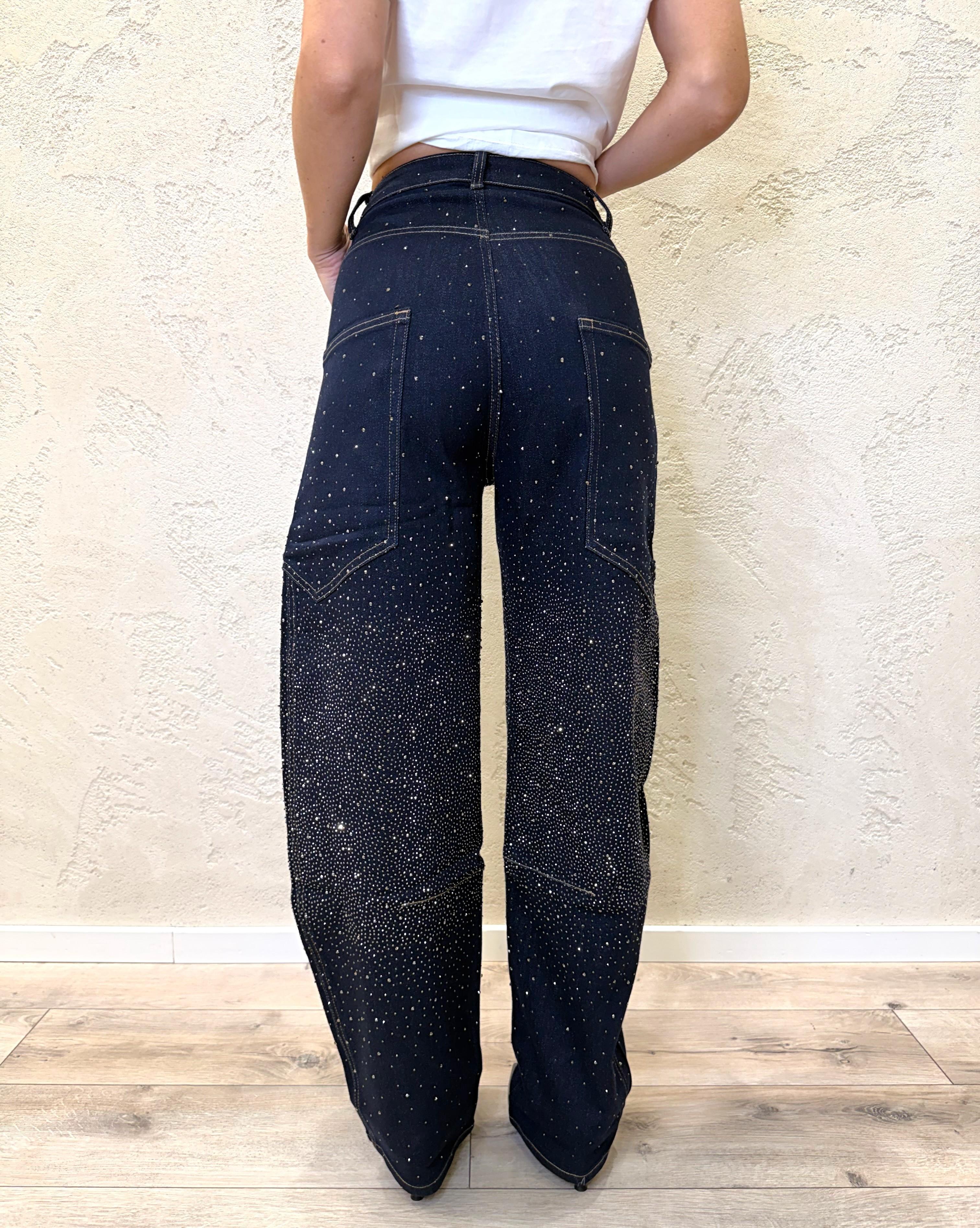 jeans modello luna baloon fit con strass JNS-LUNA BLU ELEVI 