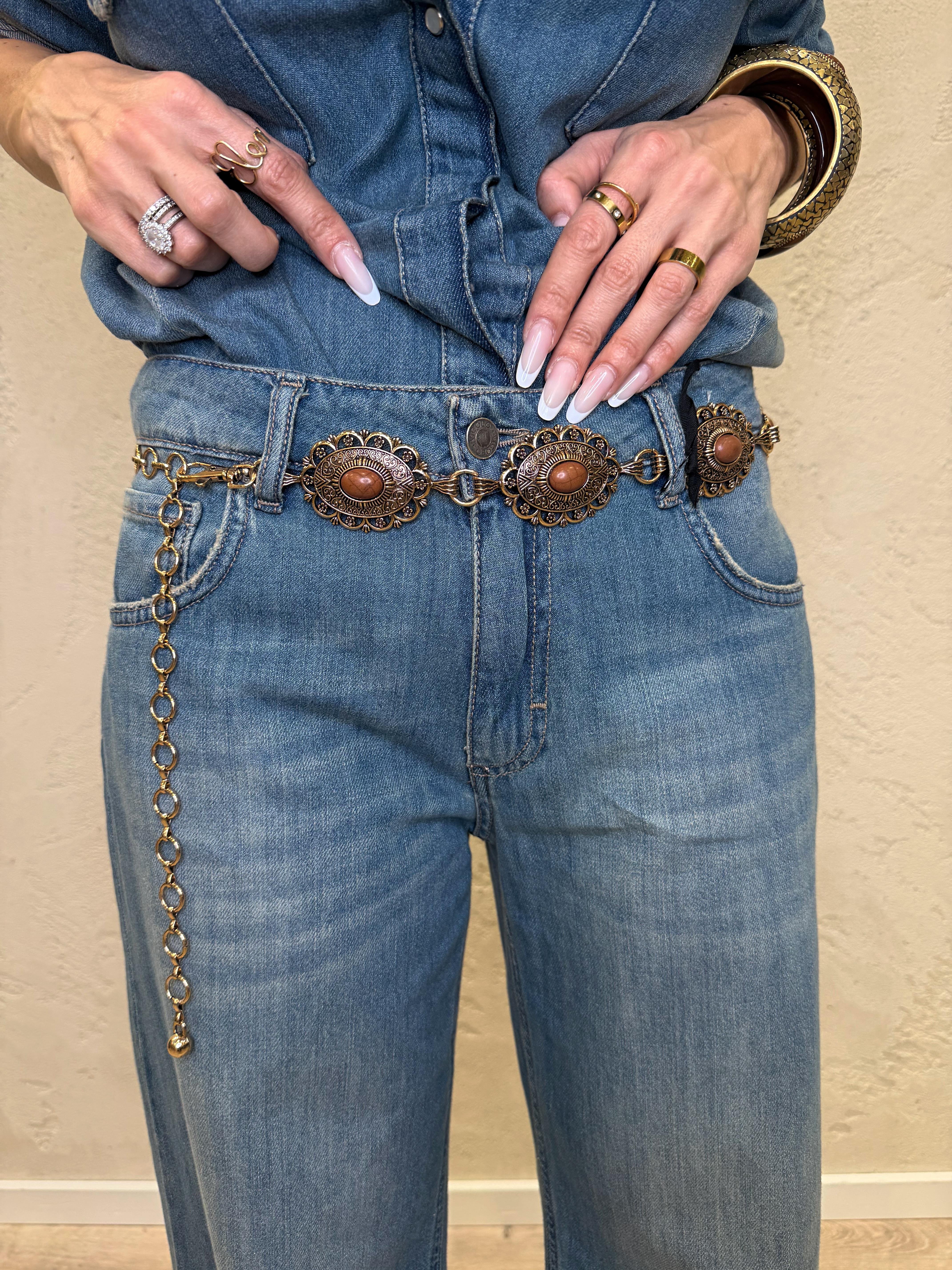 cintura gioiello catena stile western CINT-JASMINE BRONZO ELEVI 
