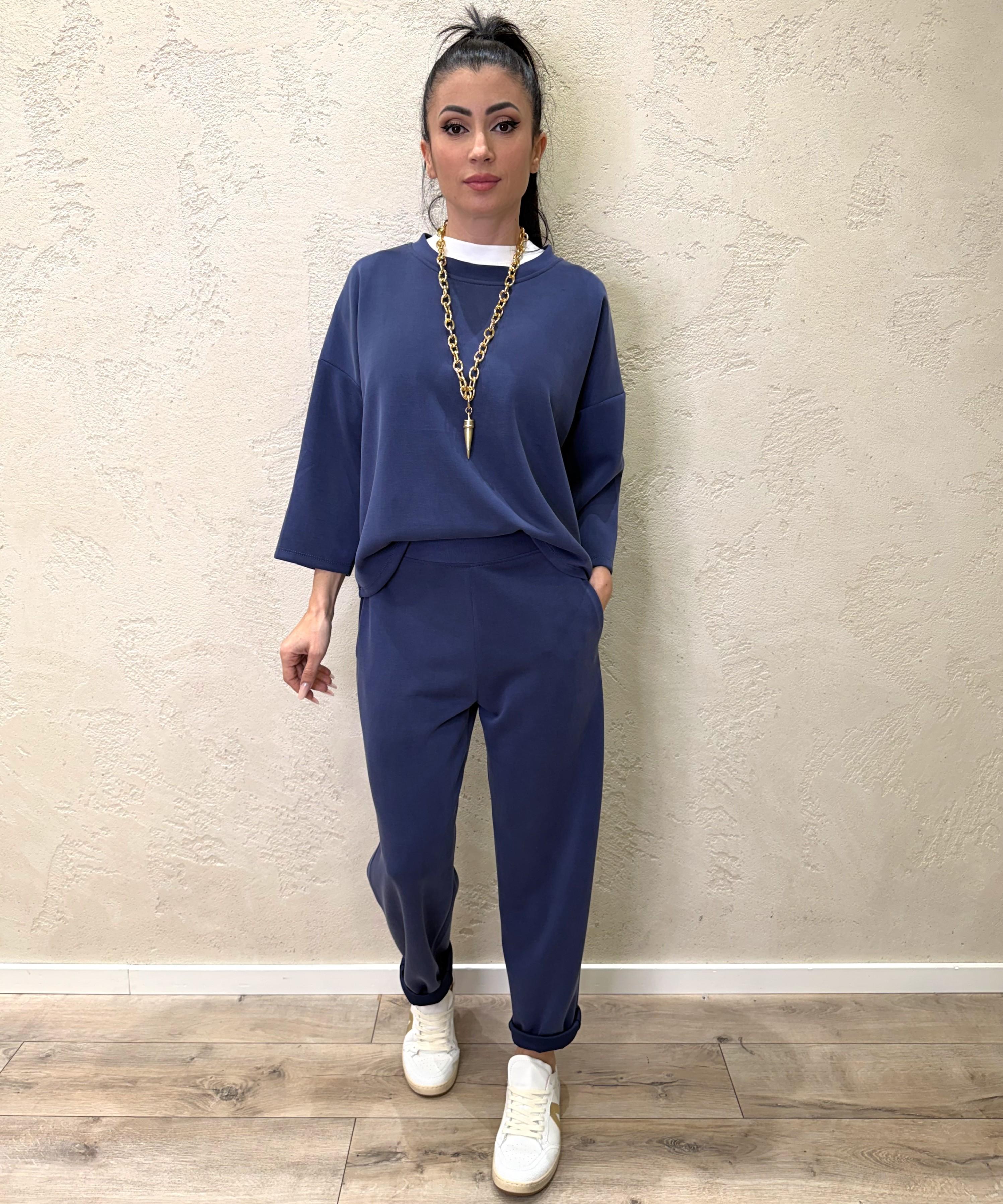 tuta in scuba leggera elasicizzata misto viscosa 26106CP BLU SUSY MIX 