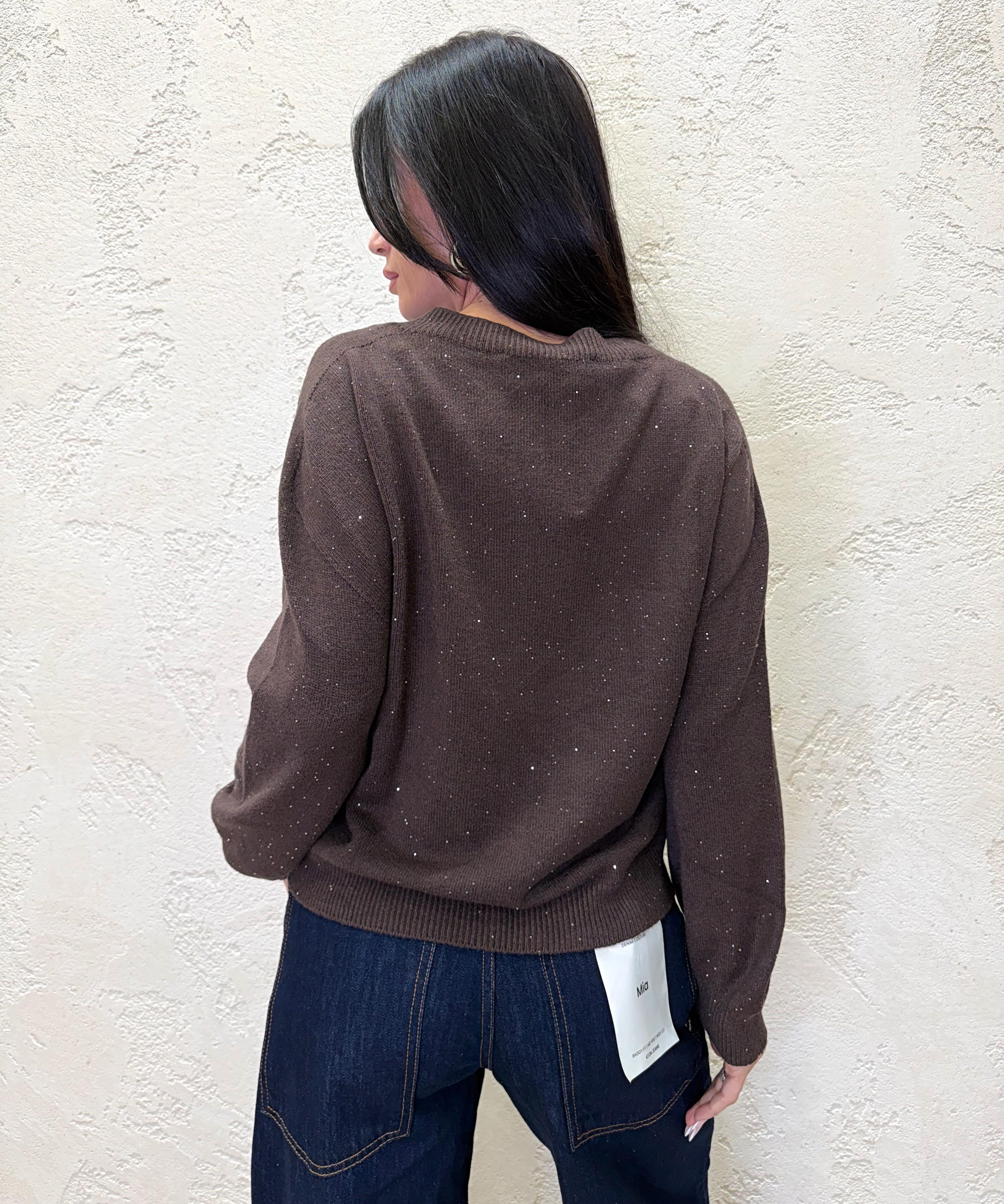 pull con micro paillettes MNC-P060 MORO HAVEONE 