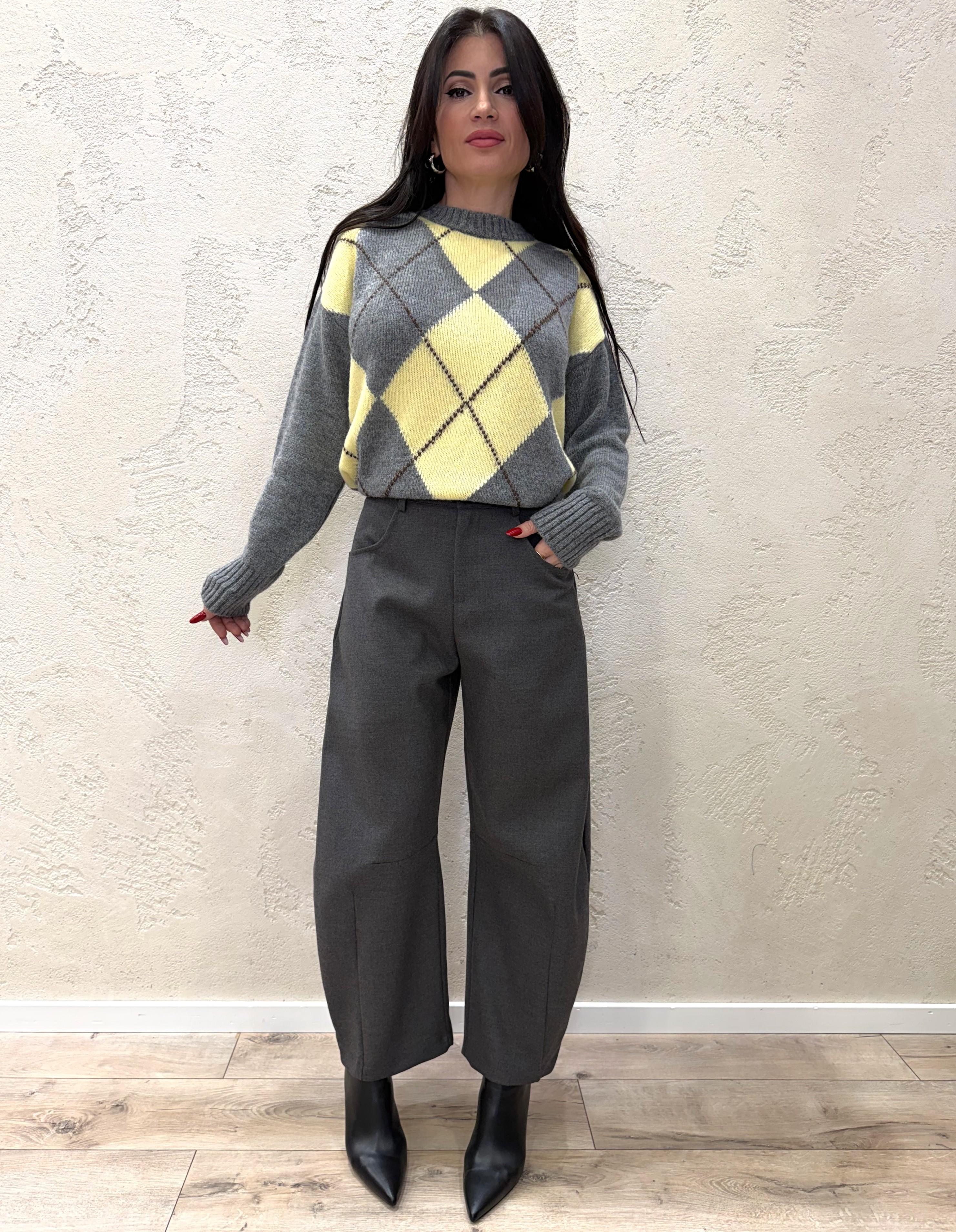 pull in misto lana a scatoletta fantasia rombi W5HMJ78A359 GRIGIO TENSIONE IN 