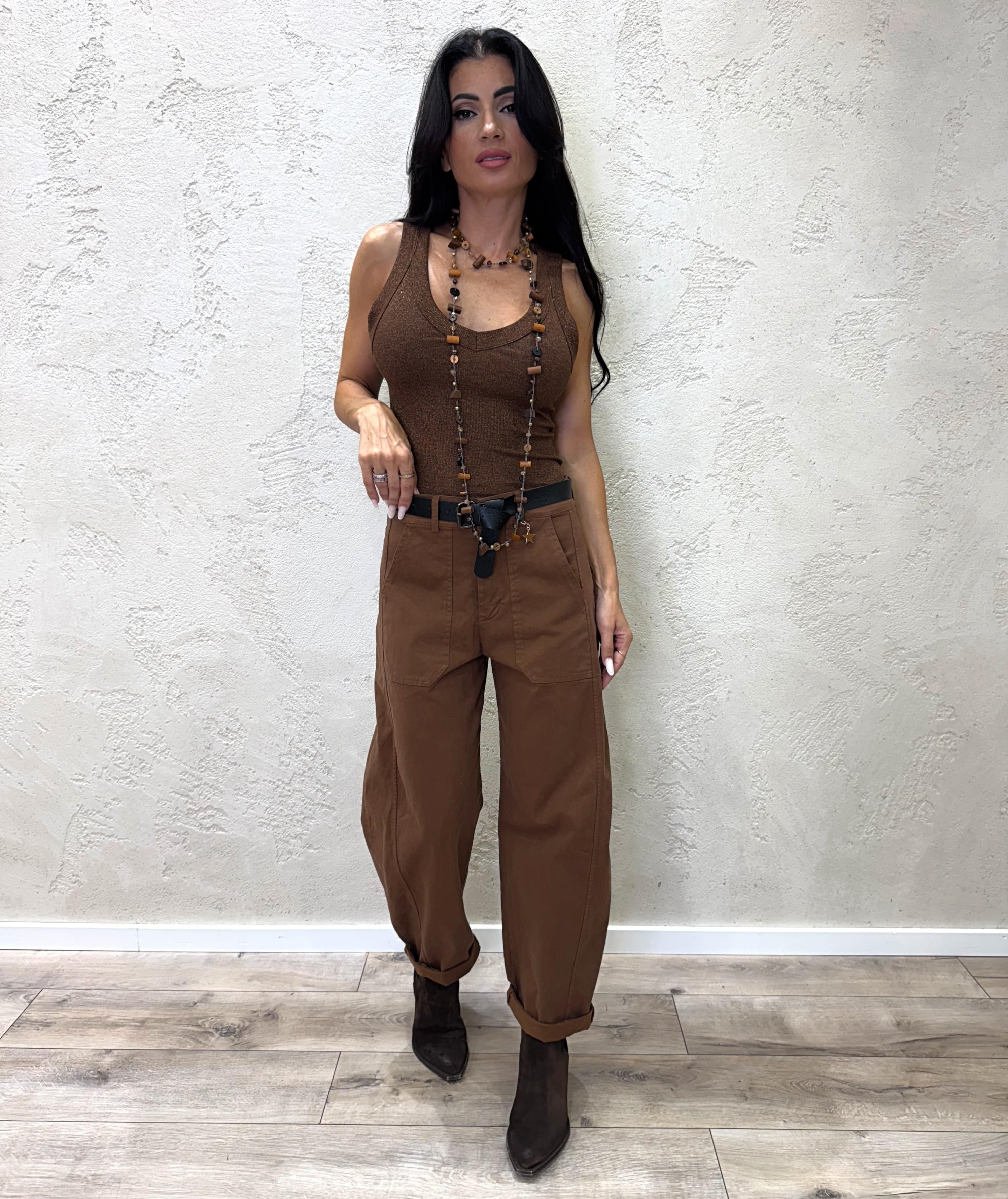 pantalone modello ferro di cavallo 58300GAB TABACCO SUSY MIX 