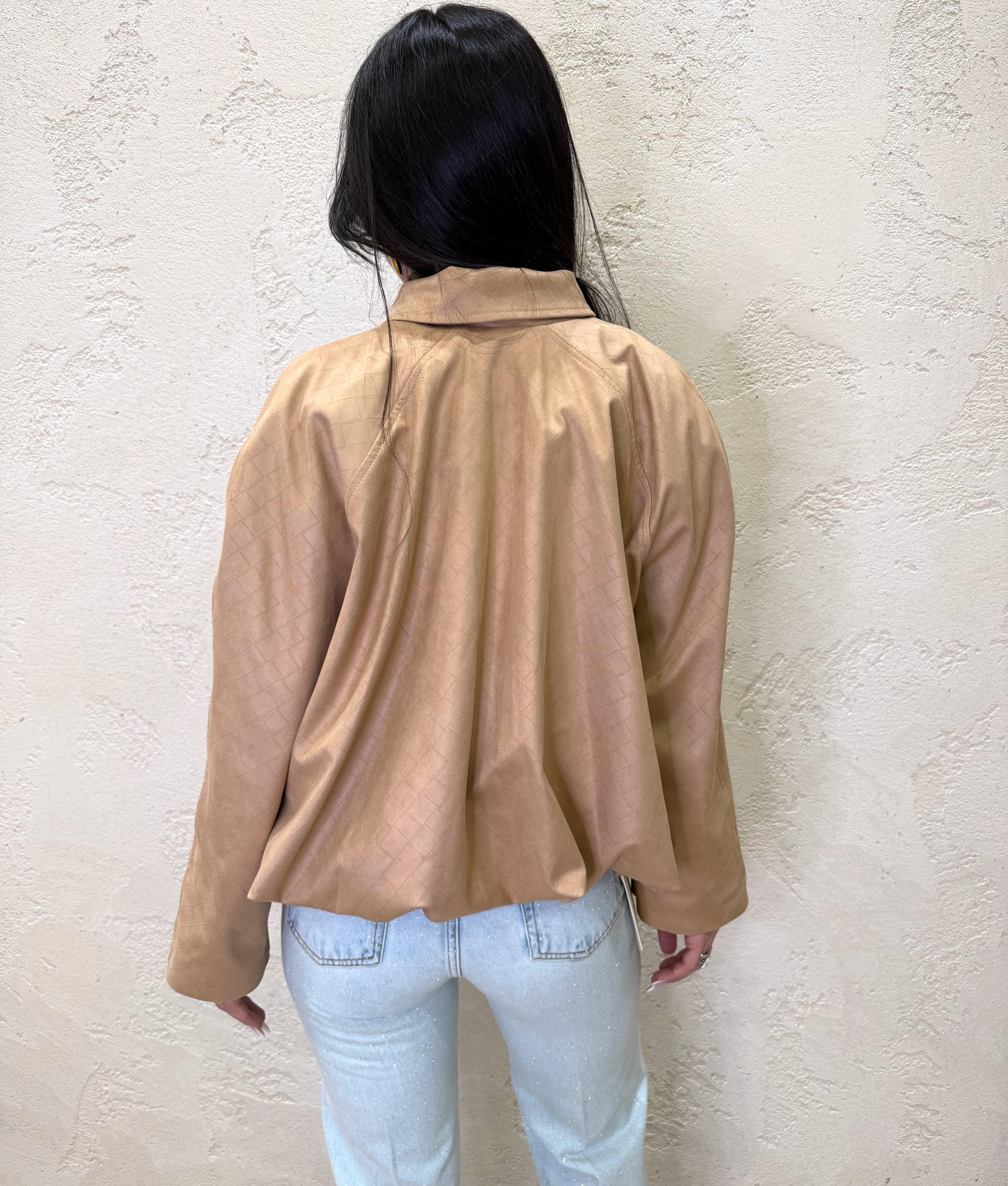 bomber in suede effetto intrecciato 26B4164 BEIGE TENSIONE IN 