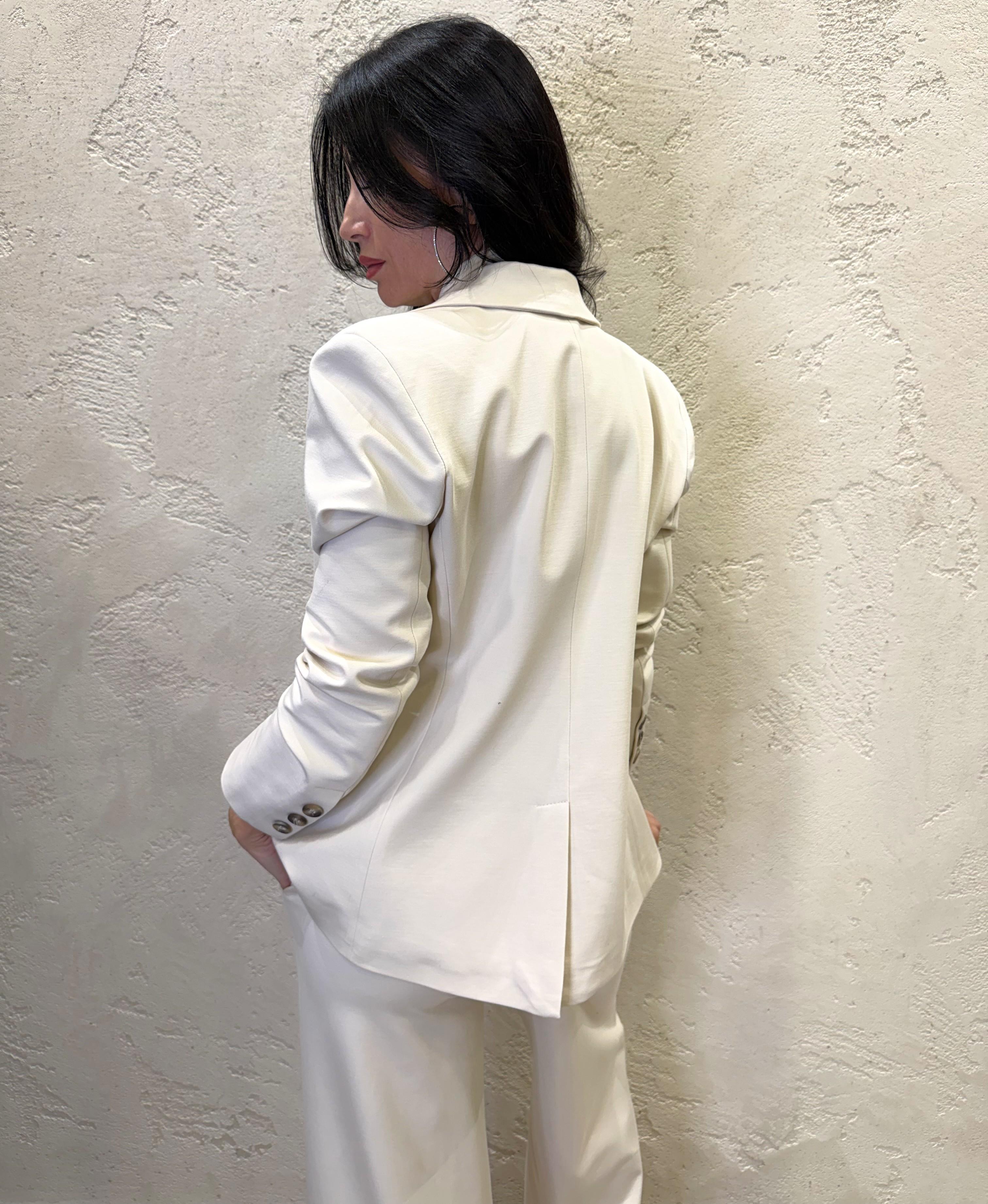 blazer sfiancato in punto milano elasticizzato 26B1203 BURRO TENSIONE IN 