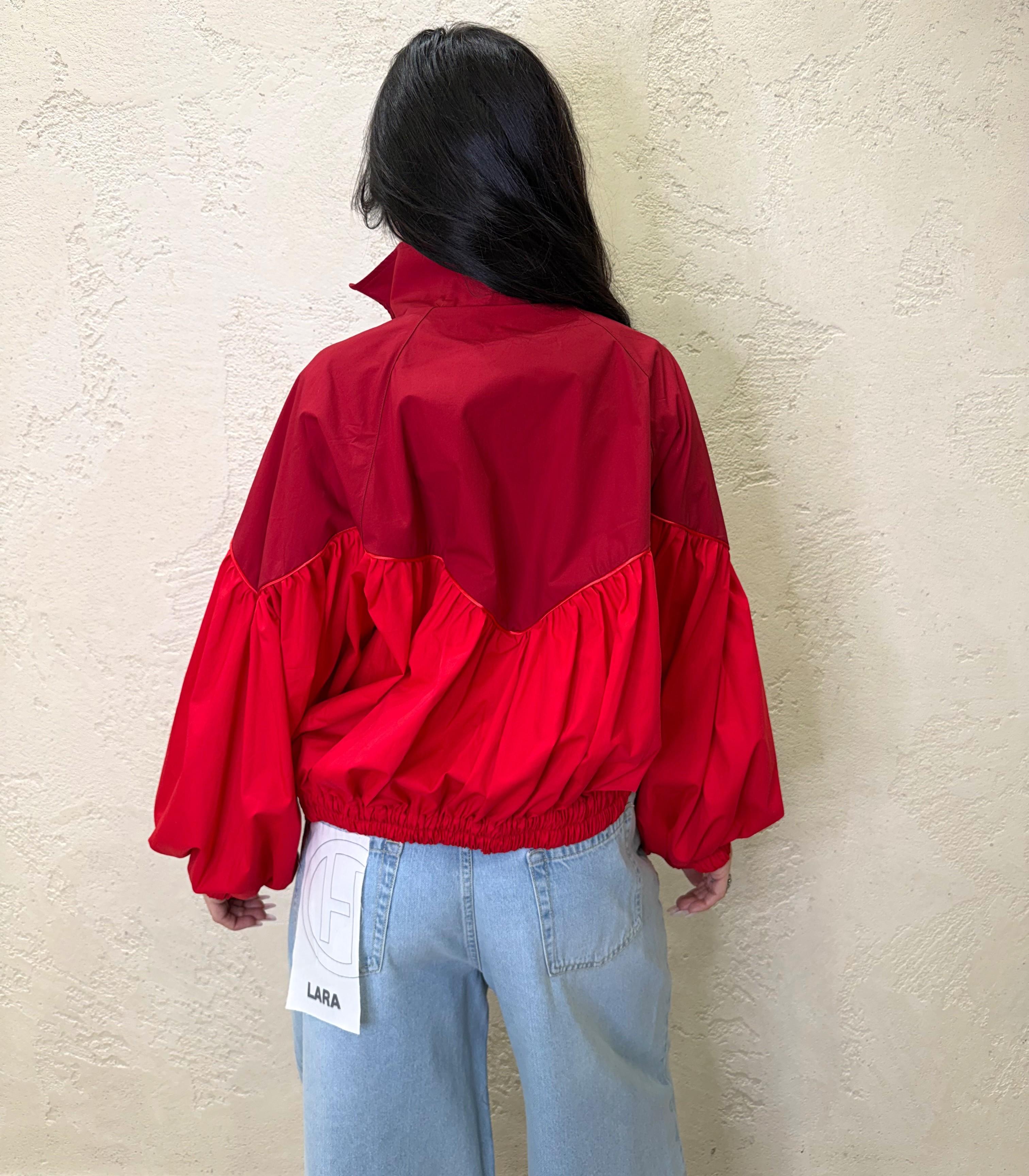 bomber effetto balloon doppio colore in 100% cotone 38967 ROSSO TENSIONE IN 