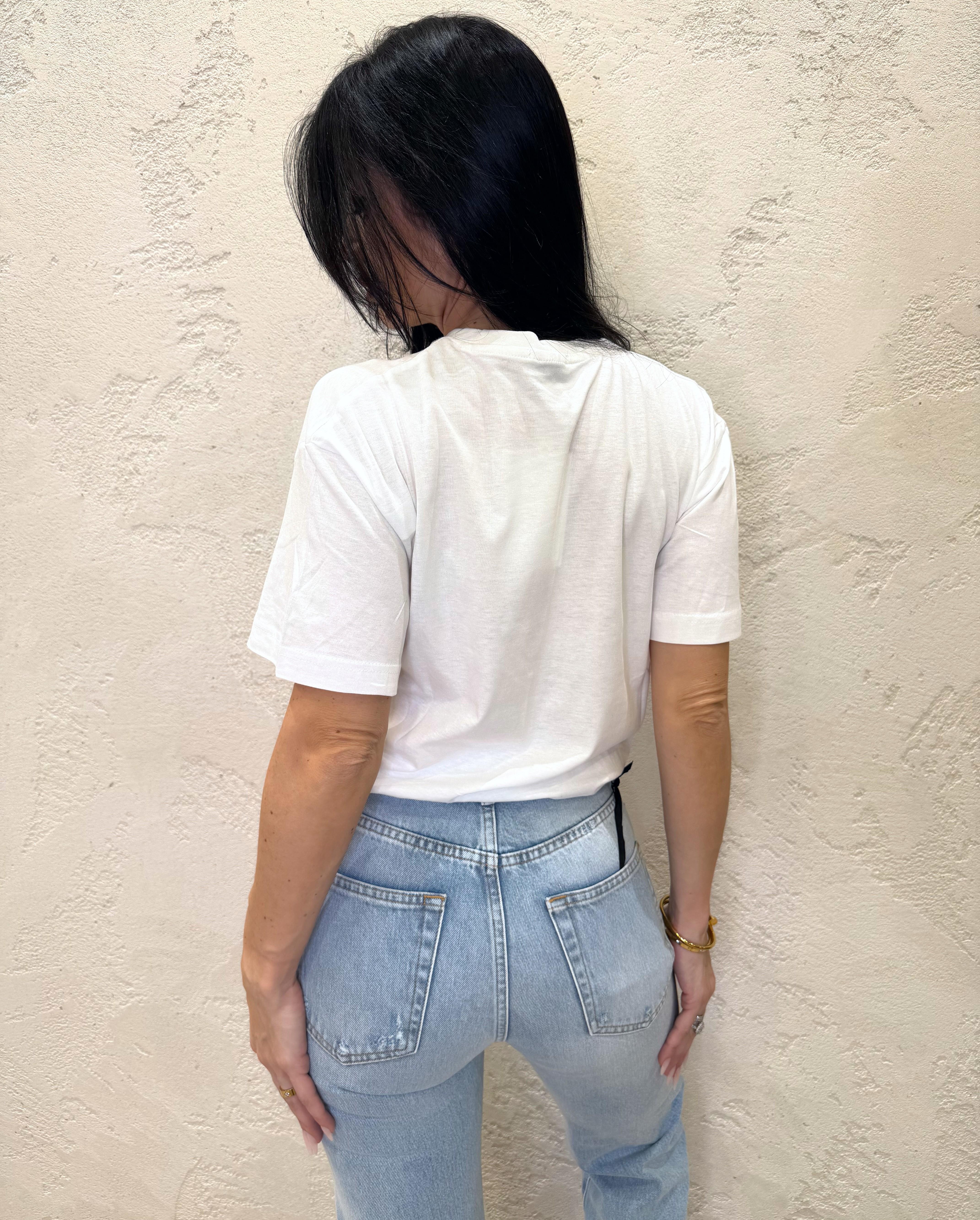 t-shirt leggermente over stampa "ciao amore" TSH09 BIANCO SUSY MIX 