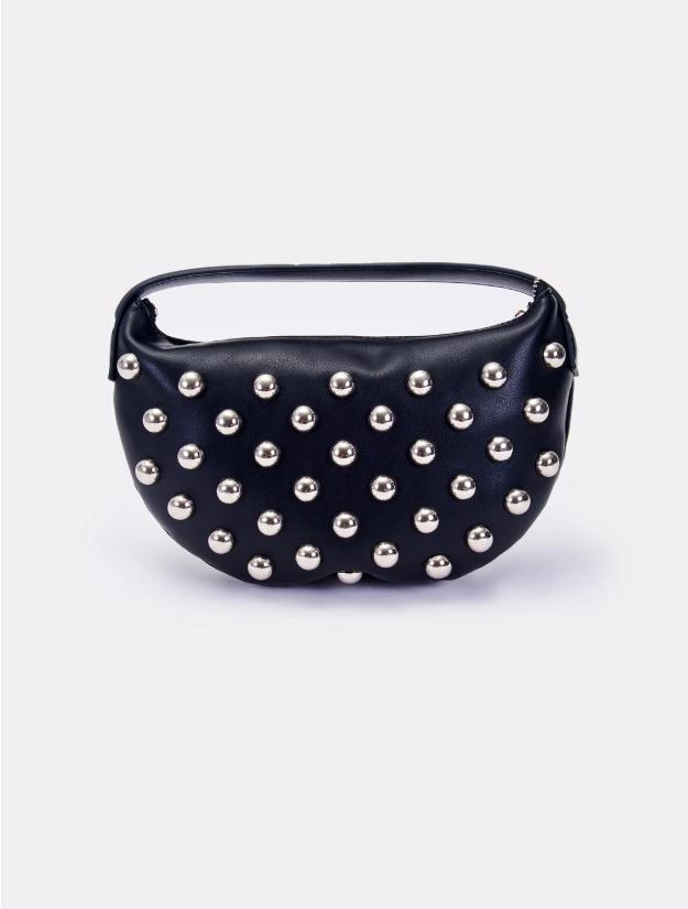 borsa a mano con borchie e logo XF0014 NERO VICOLO 