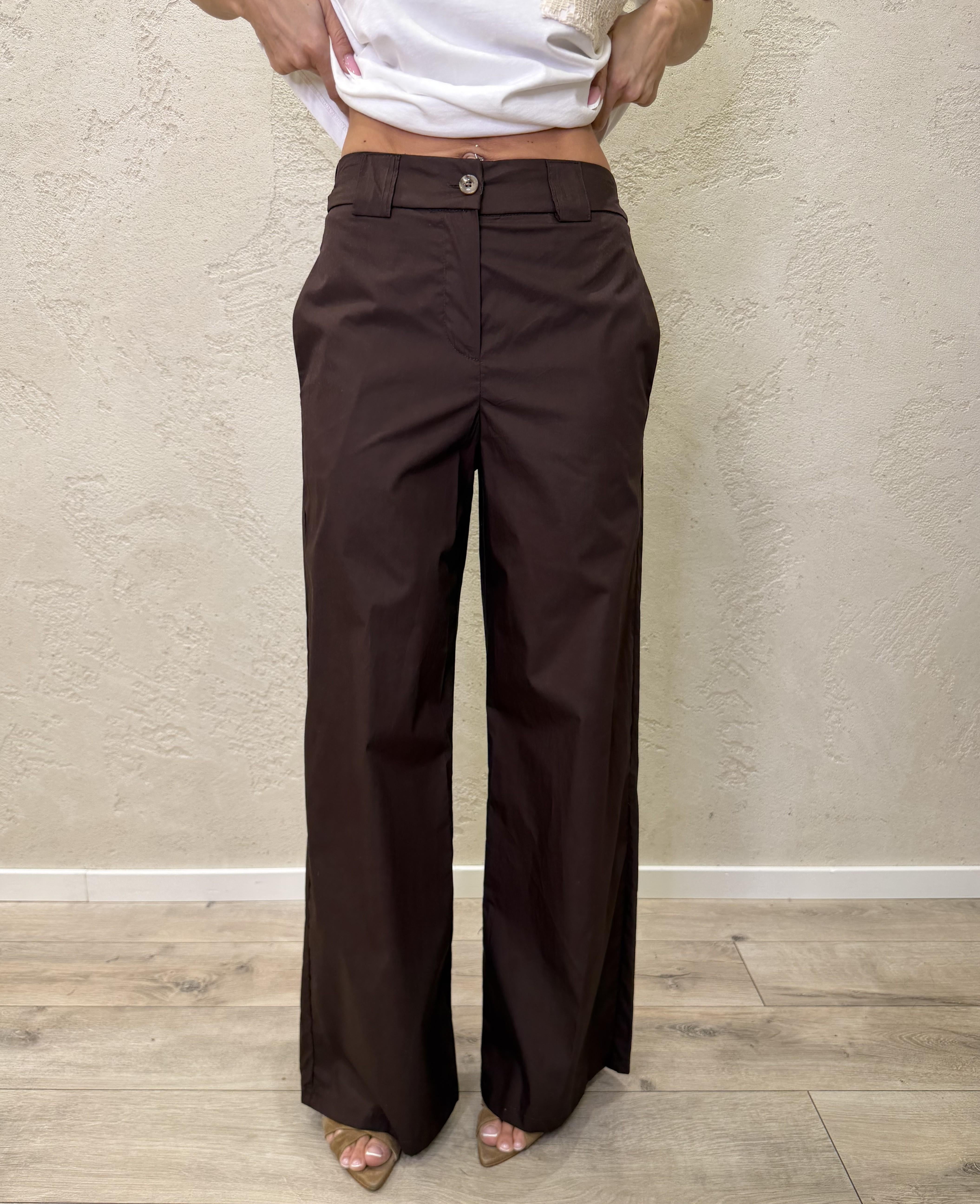pantalone a gamba dritta in 100% cotone 26P4934 CIOCCOLATO TENSIONE IN 
