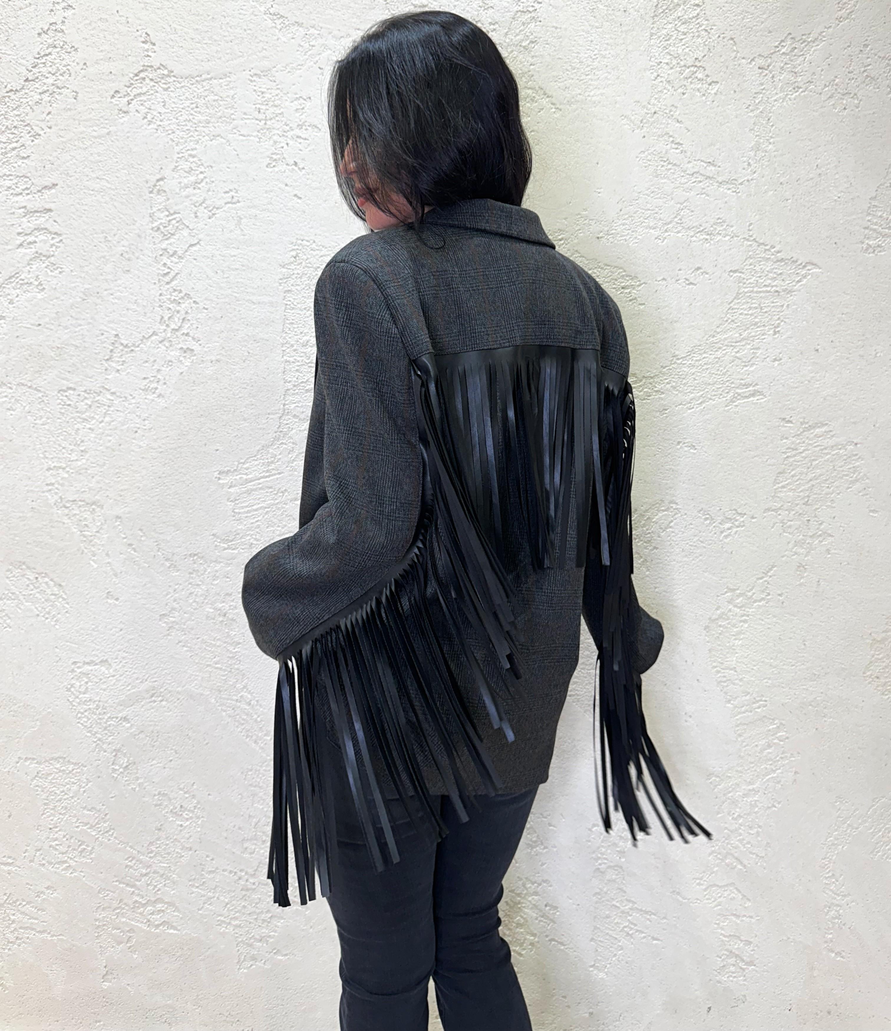 blazer over in punto galles con frange TF0918 ANTRACITE VICOLO 