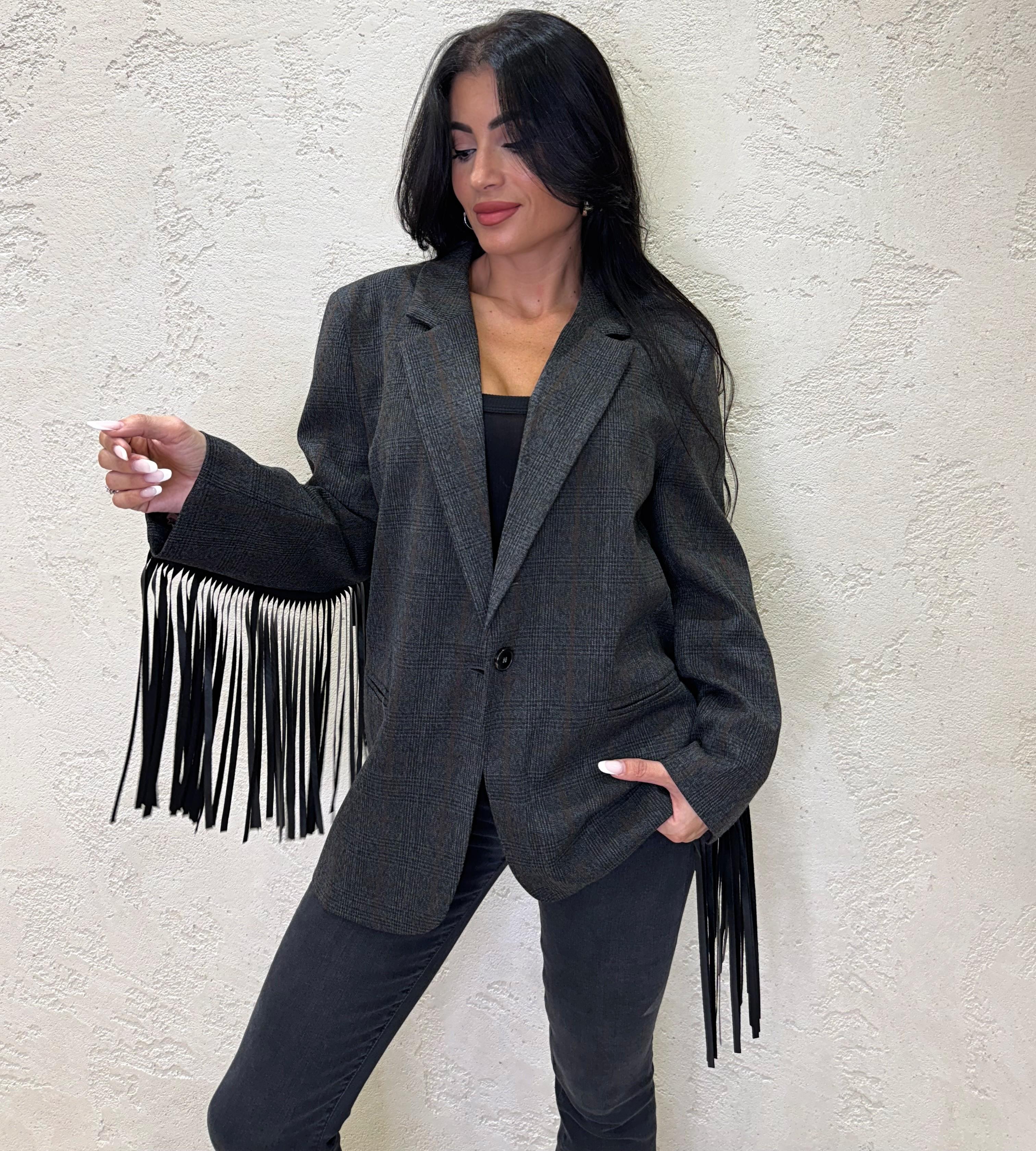 blazer over in punto galles con frange TF0918 ANTRACITE VICOLO 