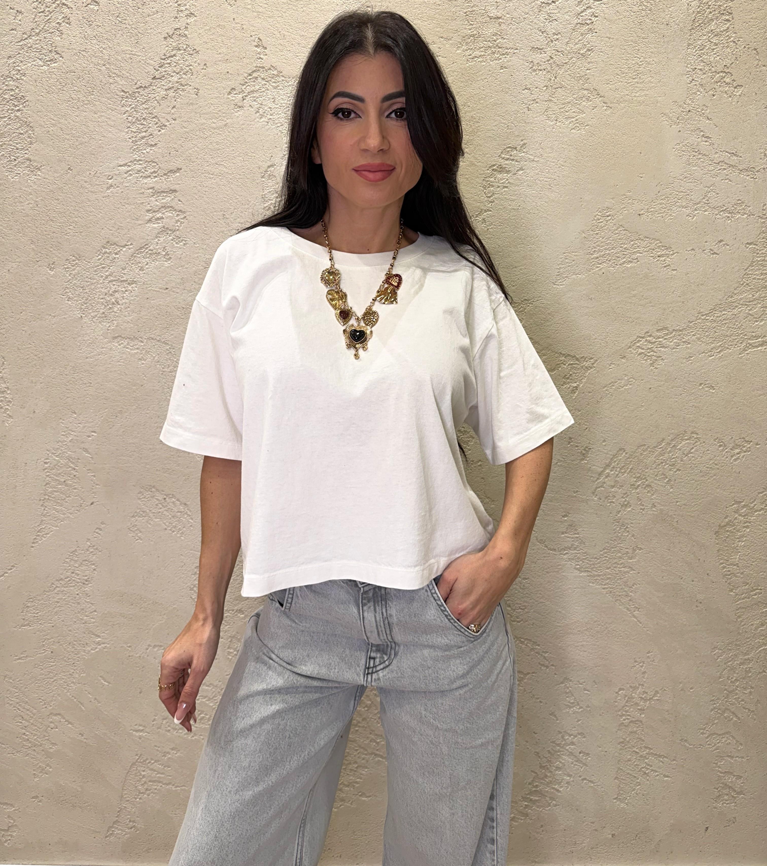 t-shirt basica a scatoletta UAB0022 LATTE VICOLO 