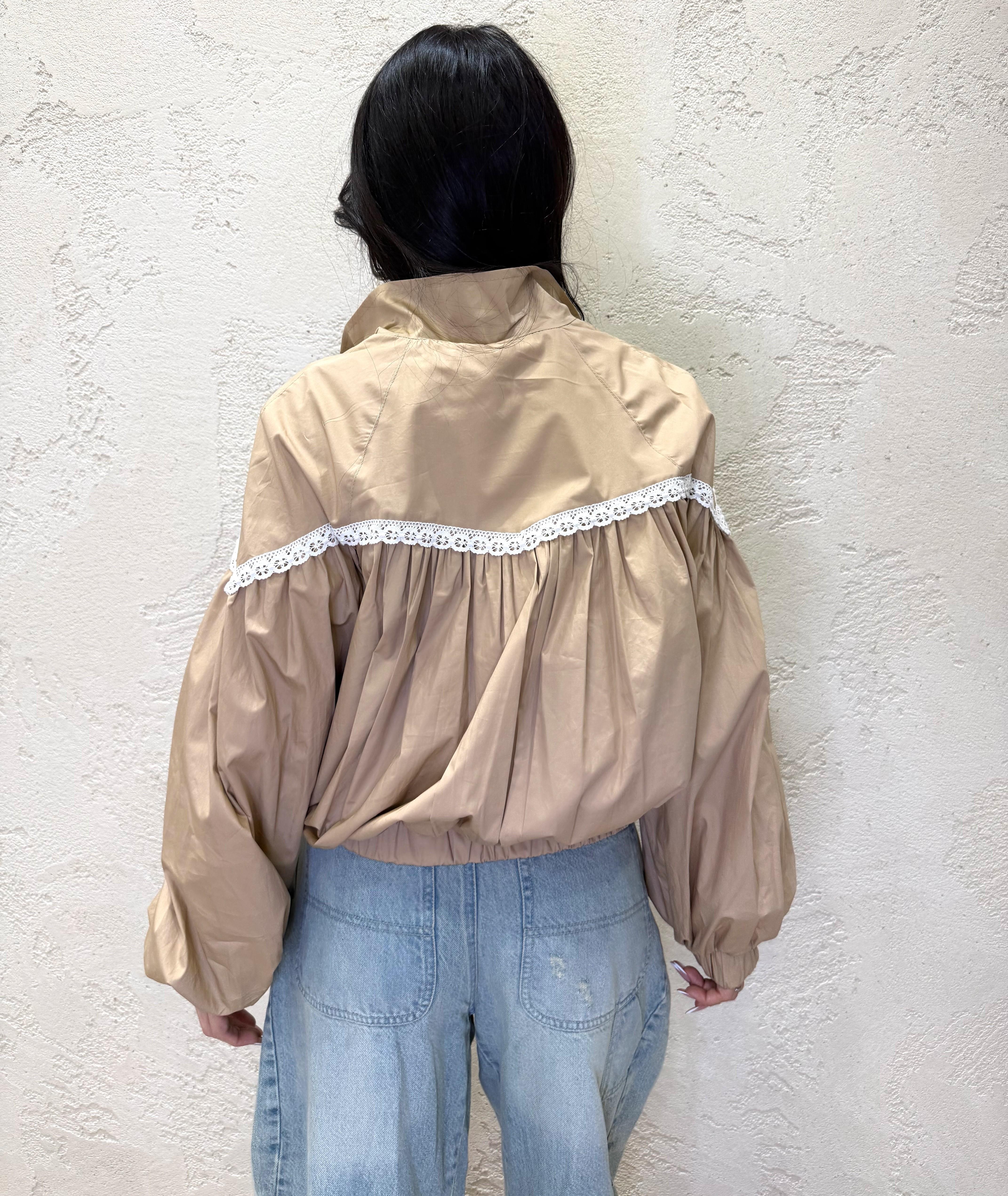 bomber 100% cotone con inserto macramè 26B4741 BEIGE TENSIONE IN 