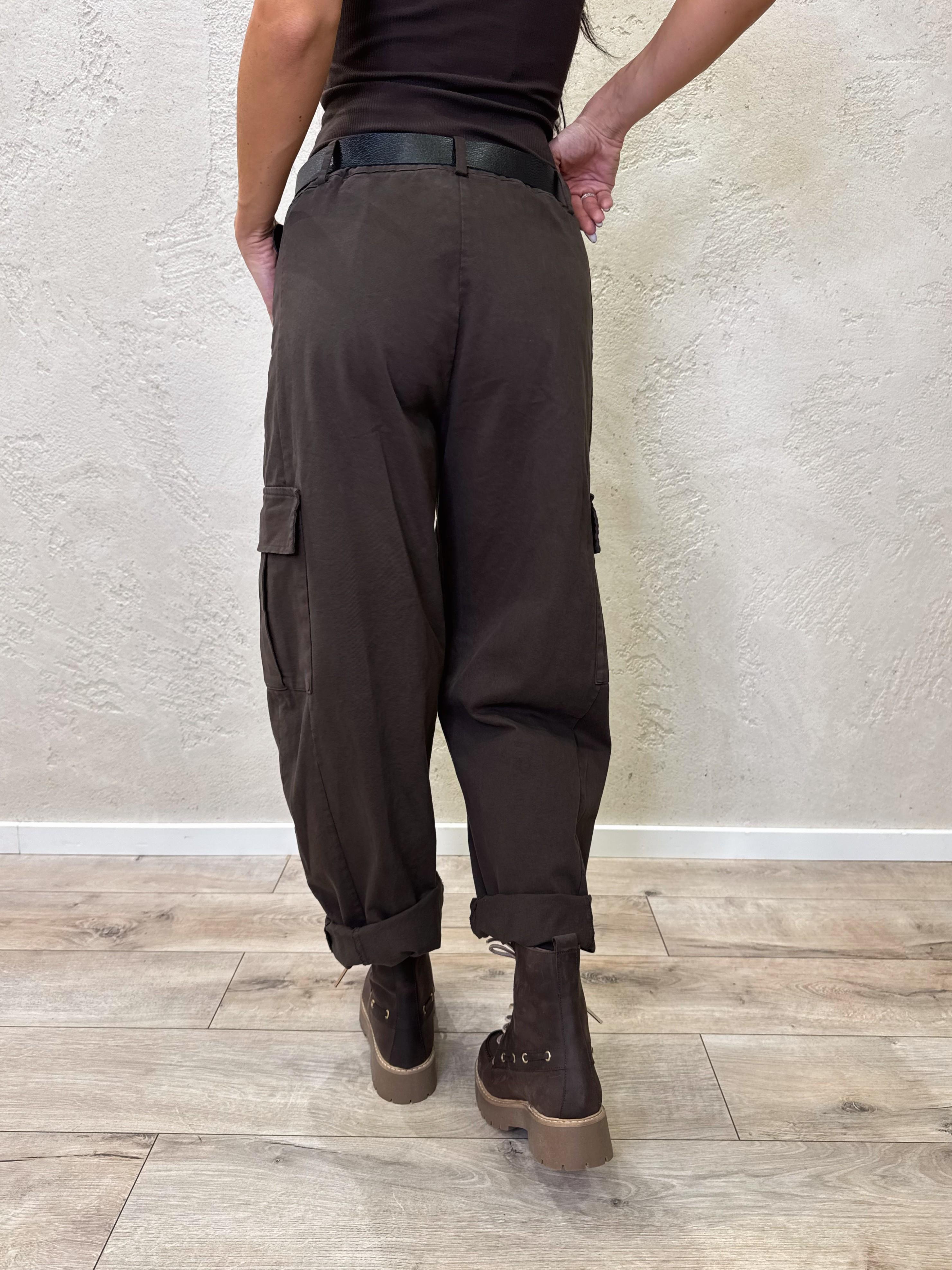 pantalone elasticizzato modello baloon tasconato 59080G MORO SUSY MIX 