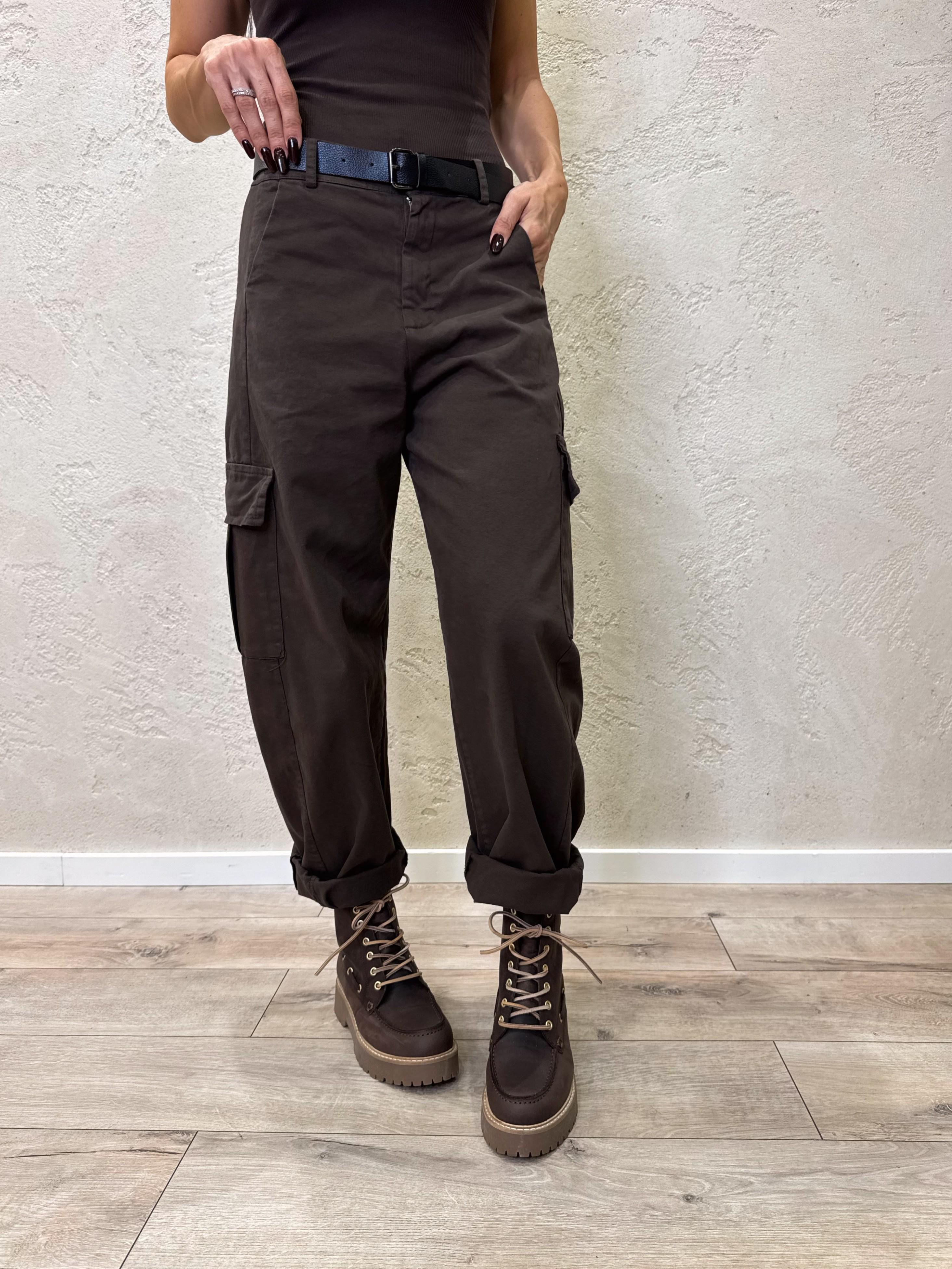 pantalone elasticizzato modello baloon tasconato 59080G MORO SUSY MIX 