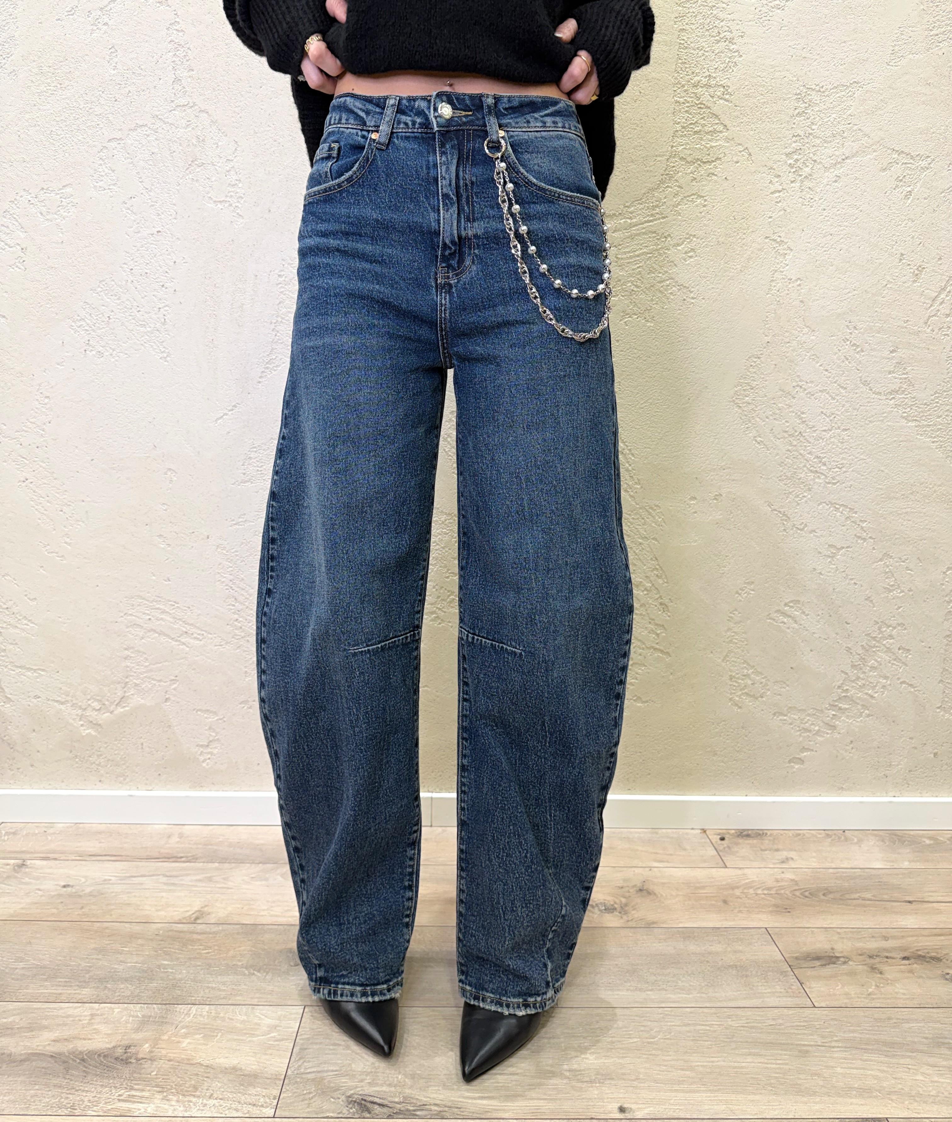 jeans a ferro di cavallo con catena JNCATENA DENIM ELEVI 