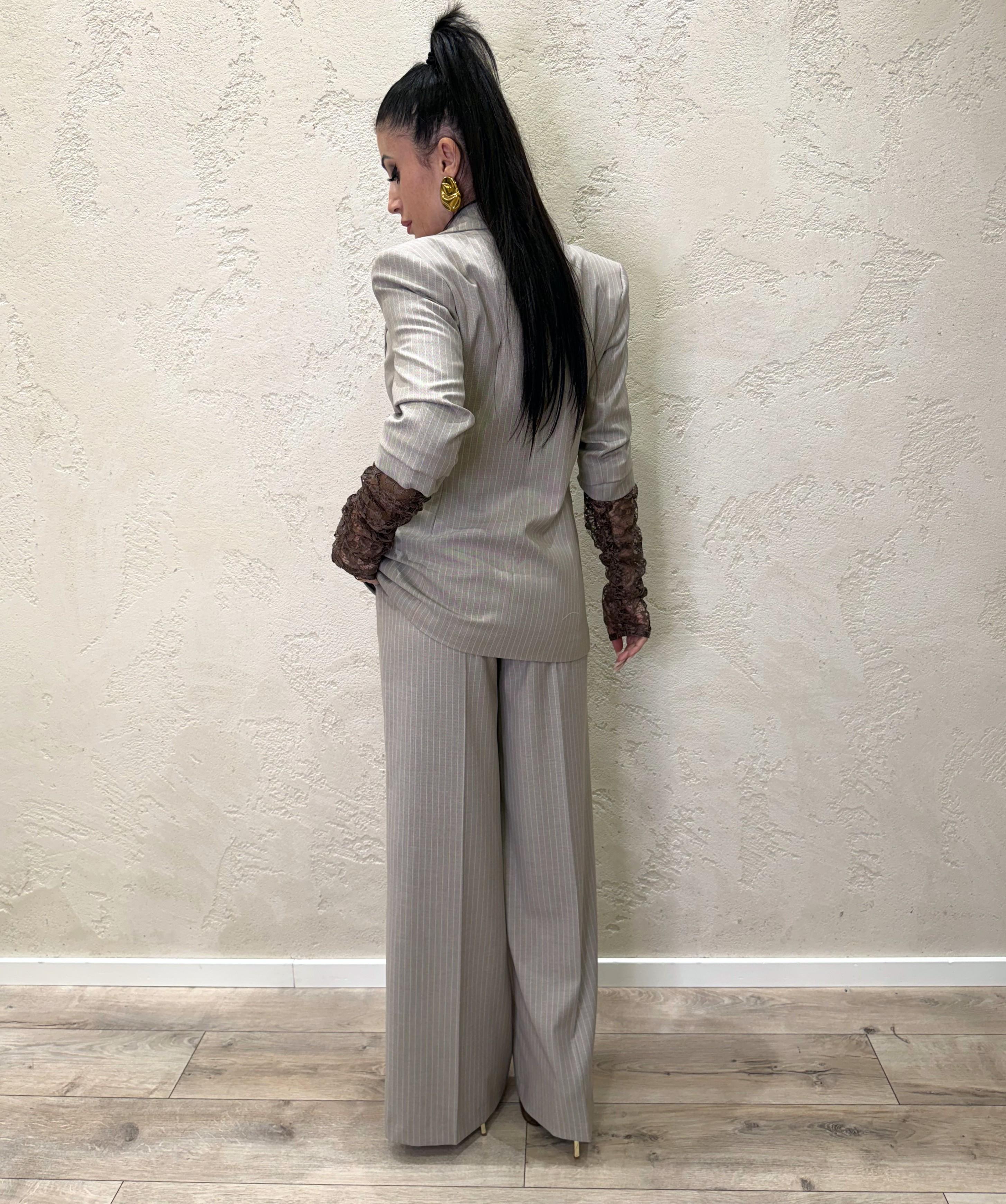 pantalone gessato a palazzo PGE-Q097 KASHA HAVEONE 