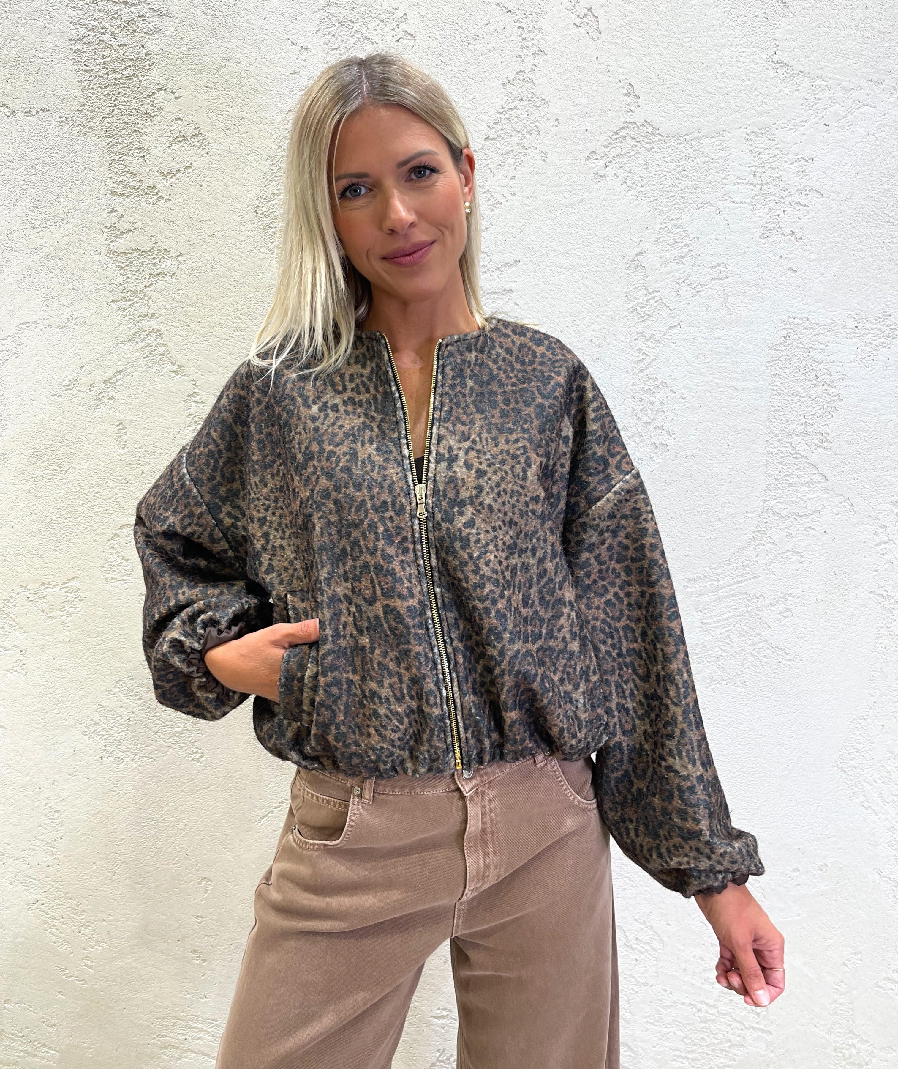 bomber in panno GB01494 MACULATO SUSY MIX 