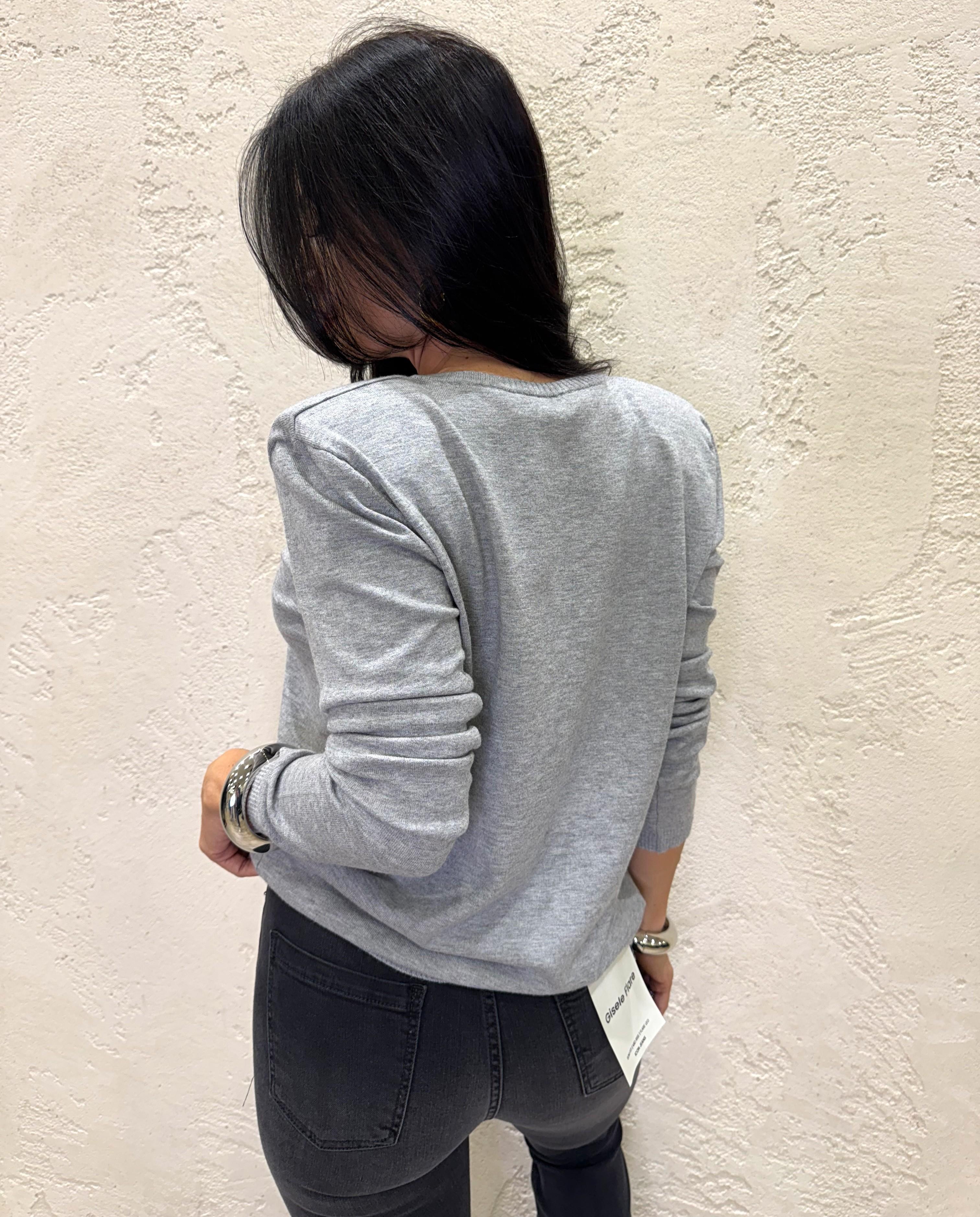 maglia scollo a v con spalline 22156F GRIGIO VICOLO 