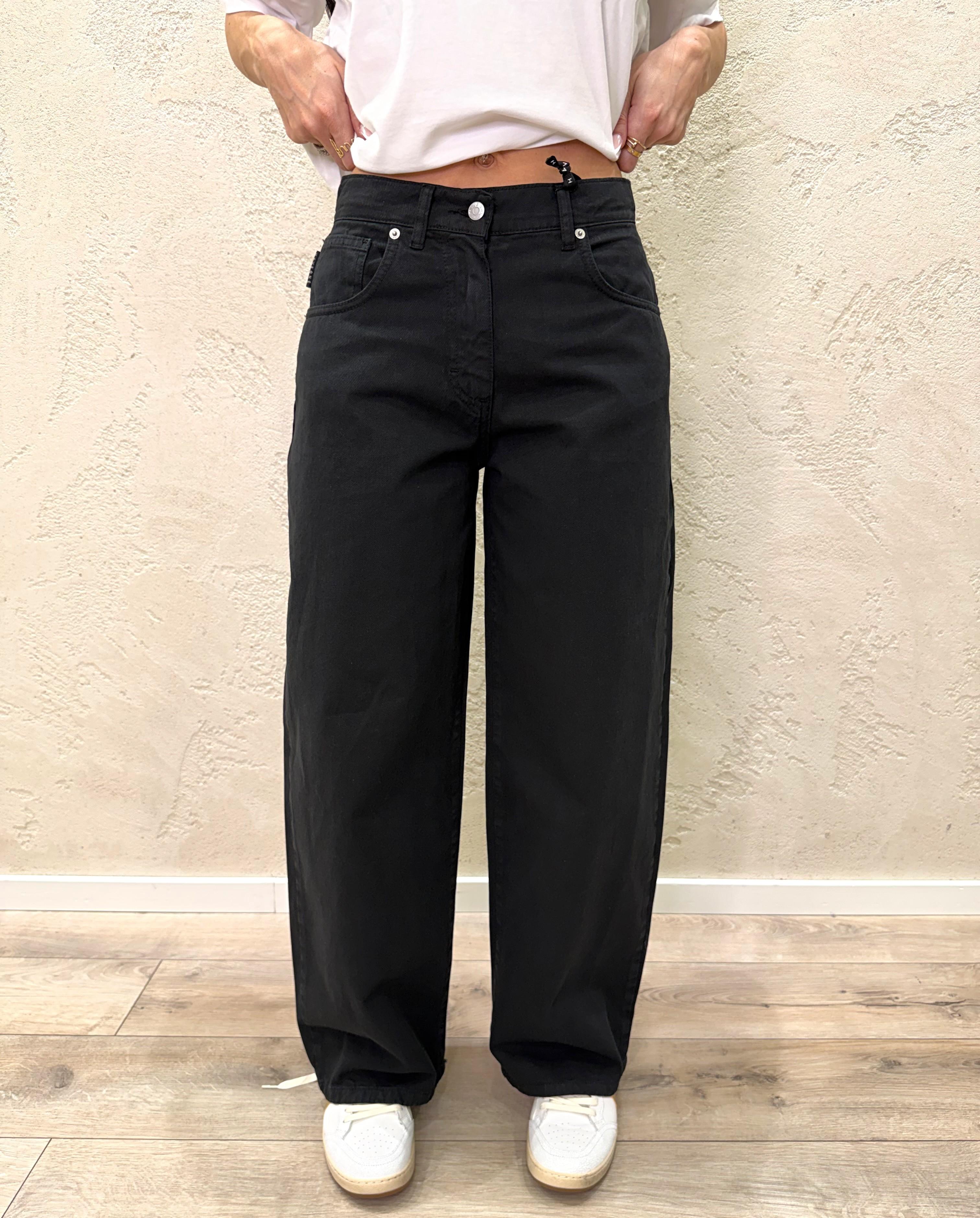 jeans modello bella wide leg in tela ferma PLS-Q052 NERO HAVEONE 