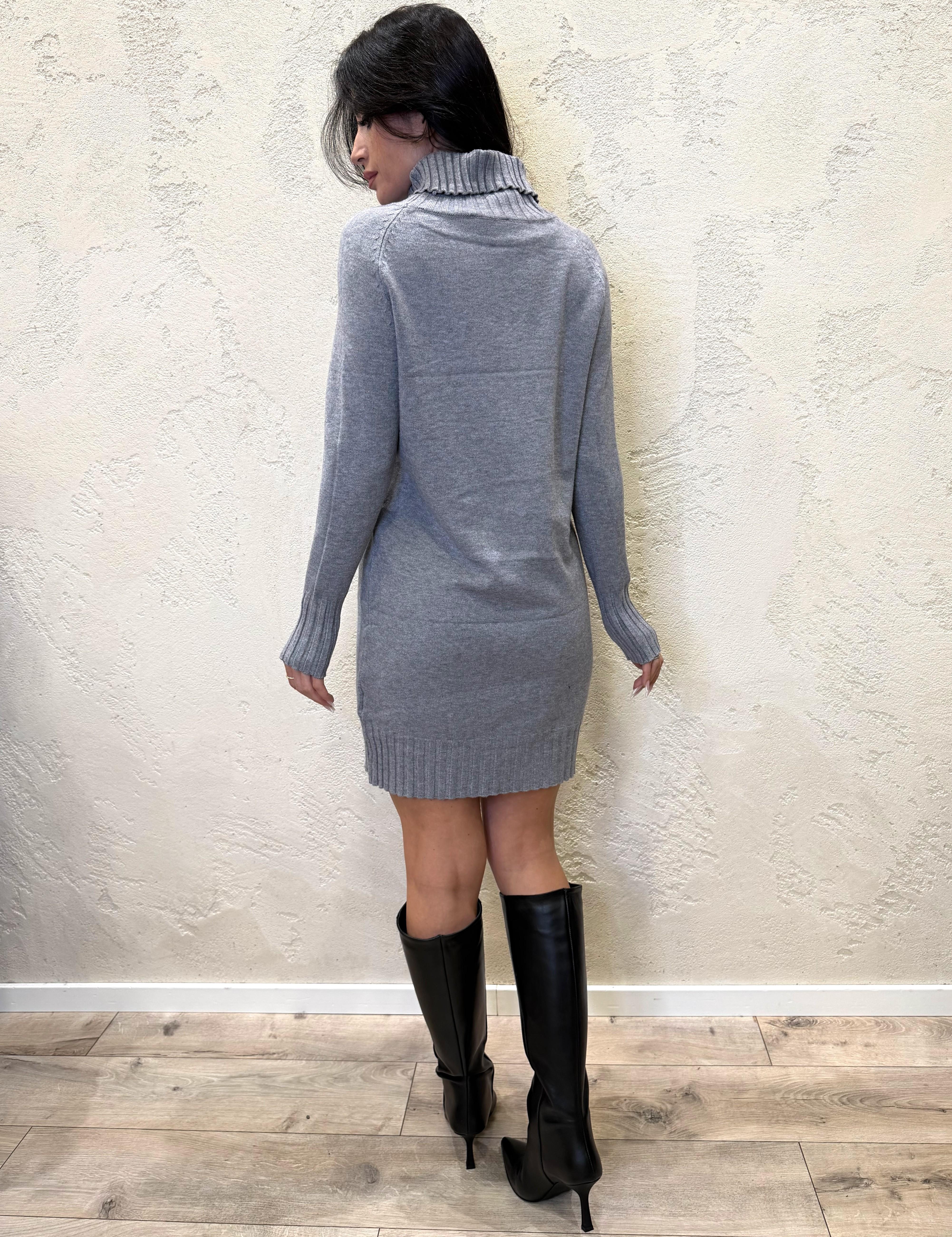 abito mini collo alto ABMACA GRIGIO ELEVI 