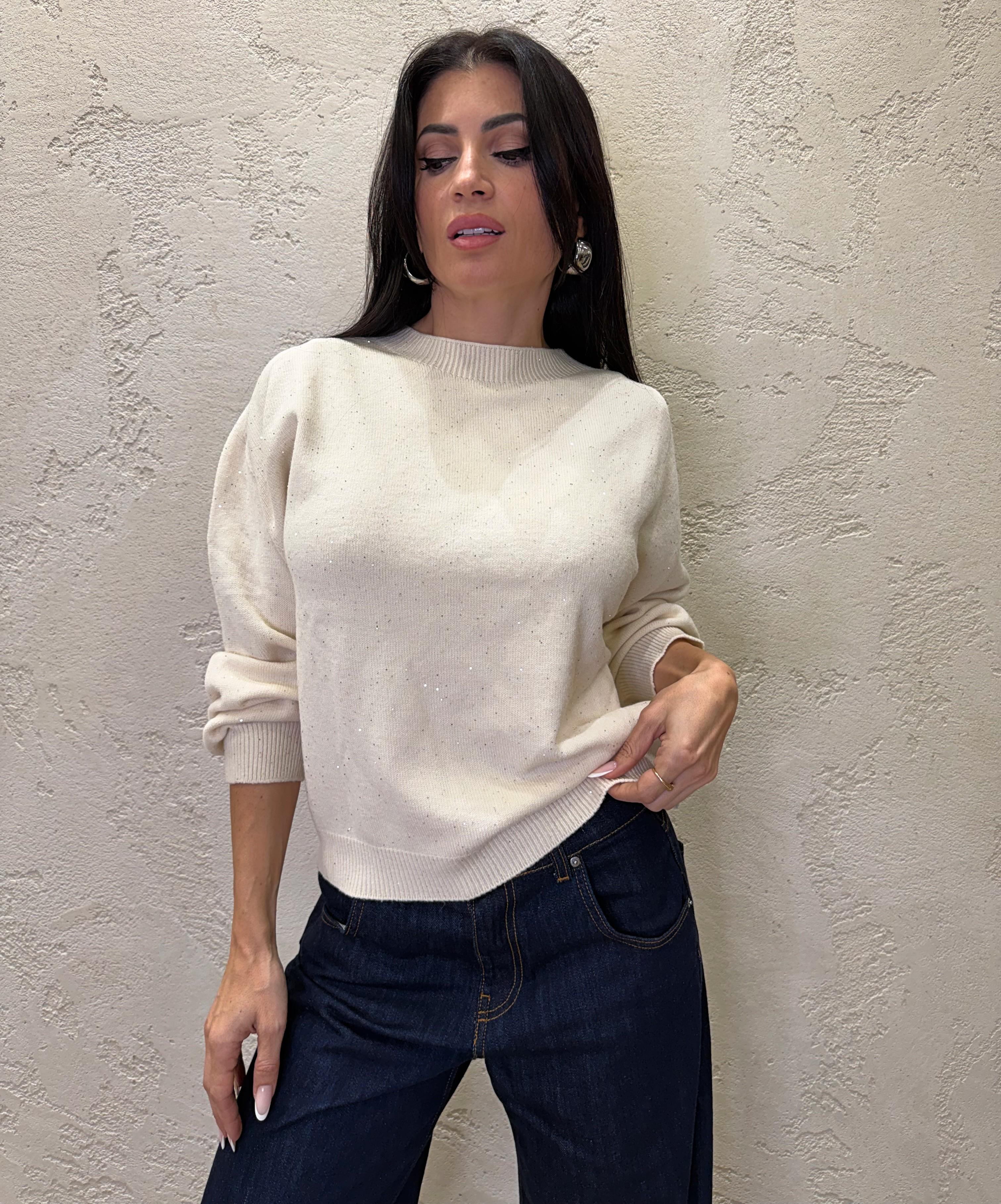 pull con micro paillettes MNC-P060 BURRO HAVEONE 
