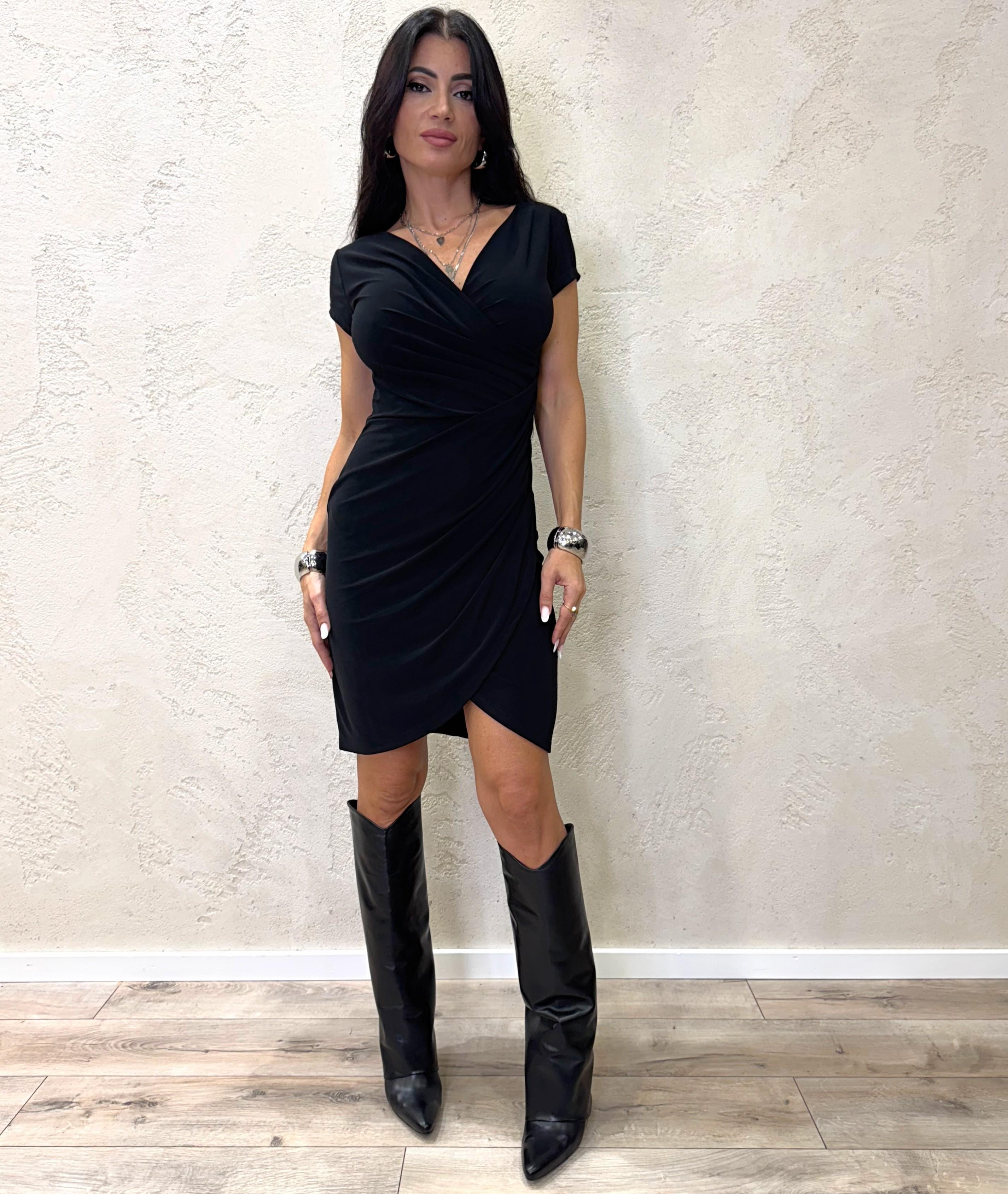 abito mini con drappeggi AB003317 NEROI SUSY MIX 