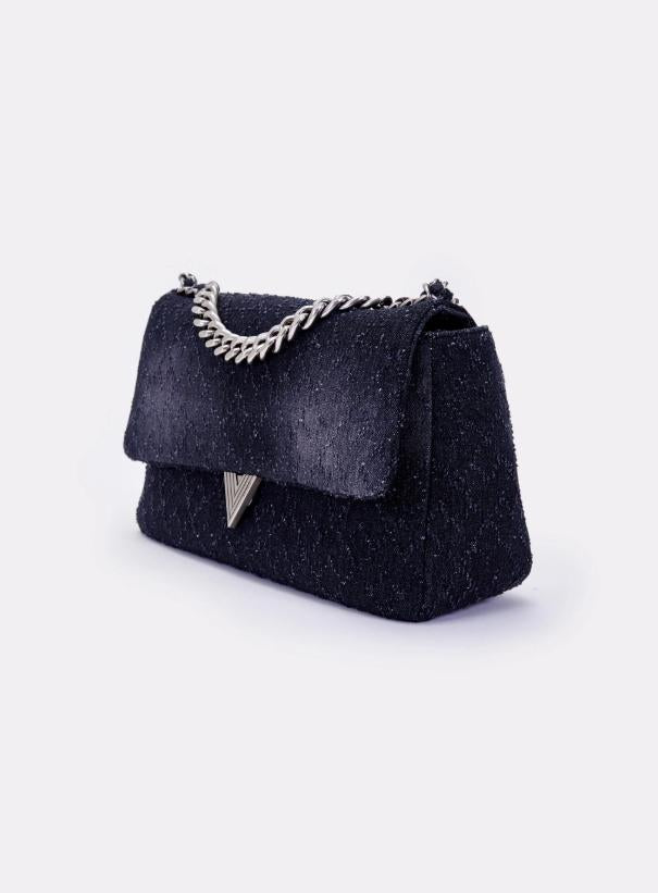 borsa a spalla in denim con catena XF0038 DENIM VICOLO 