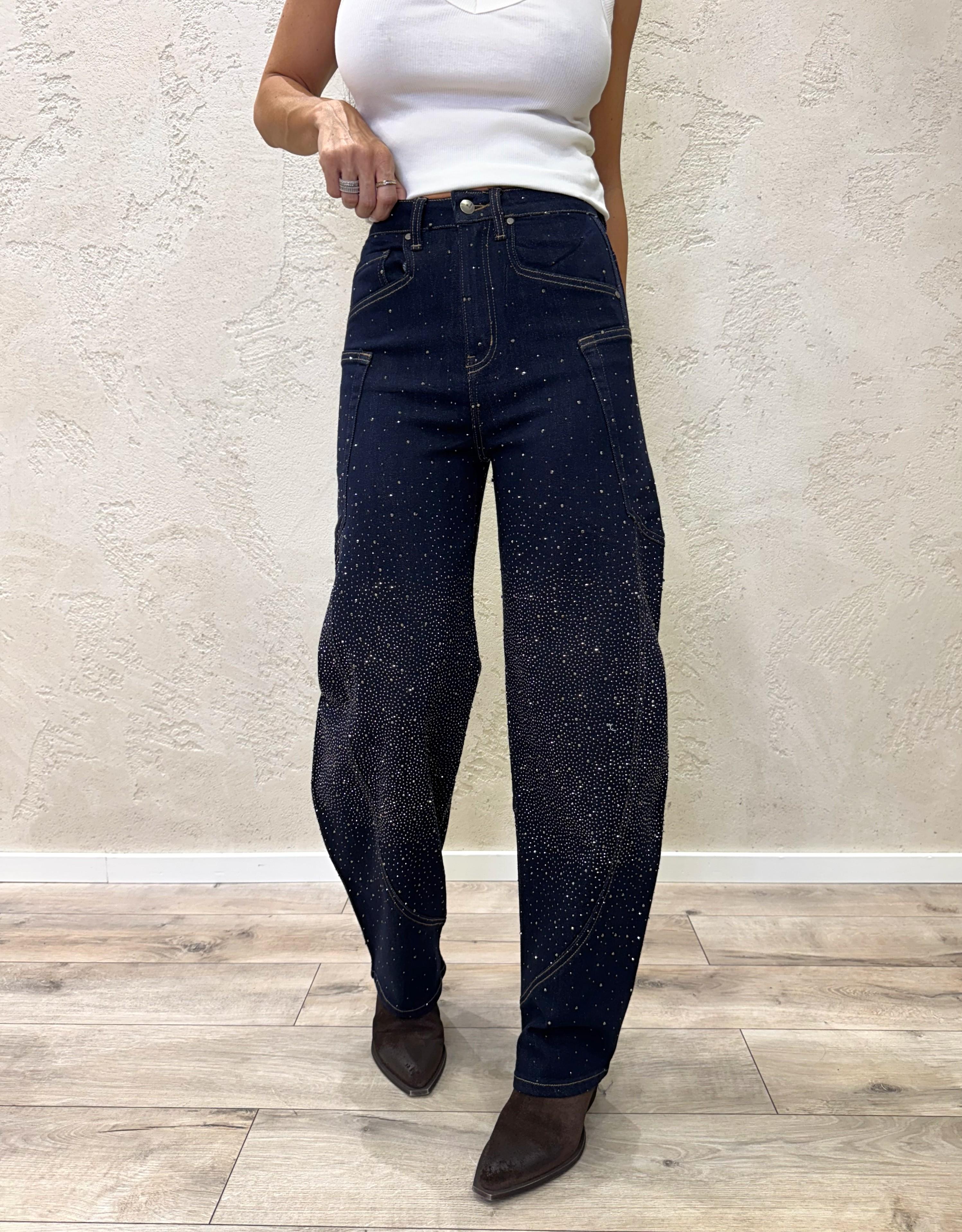 jeans baloon fit modello work con strass JNWORKSTRASS BLU NOTTE ELEVI 