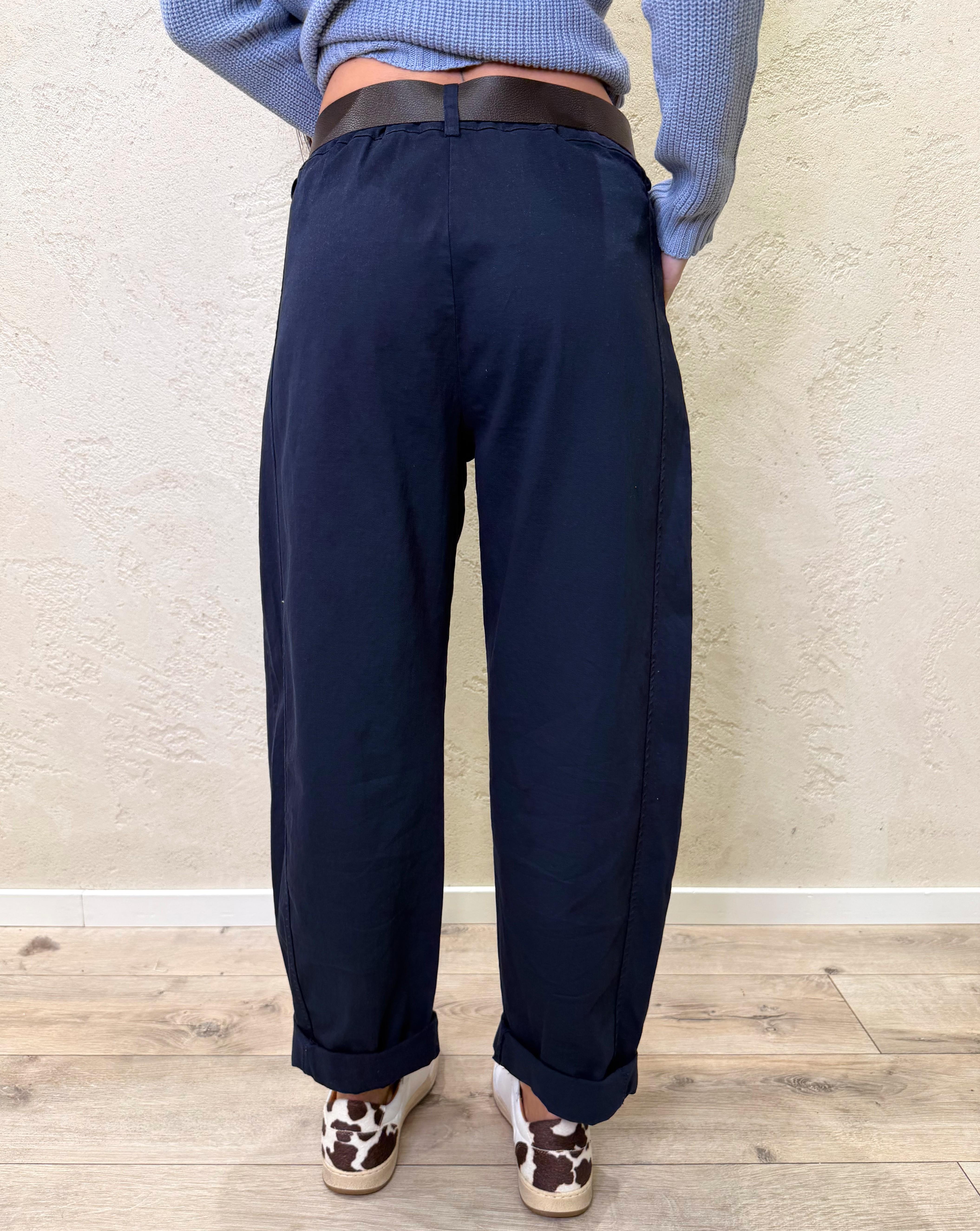pantaloni modello baloon con maxi tasche frontali 58300 BLU SUSY MIX 