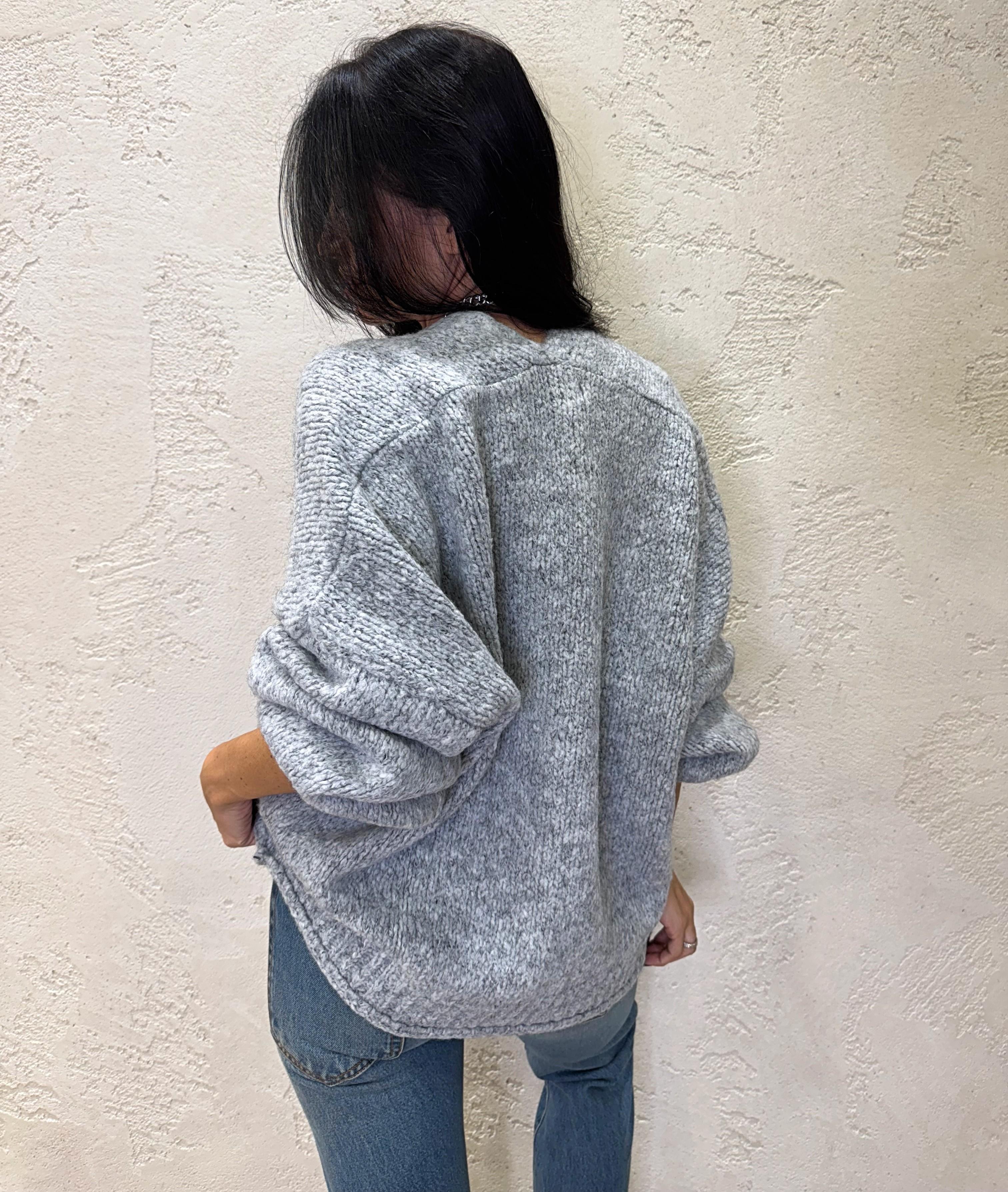 cardigan over misto lana e alpaca con bottoni JIT-P020 GRIGIO HAVEONE 