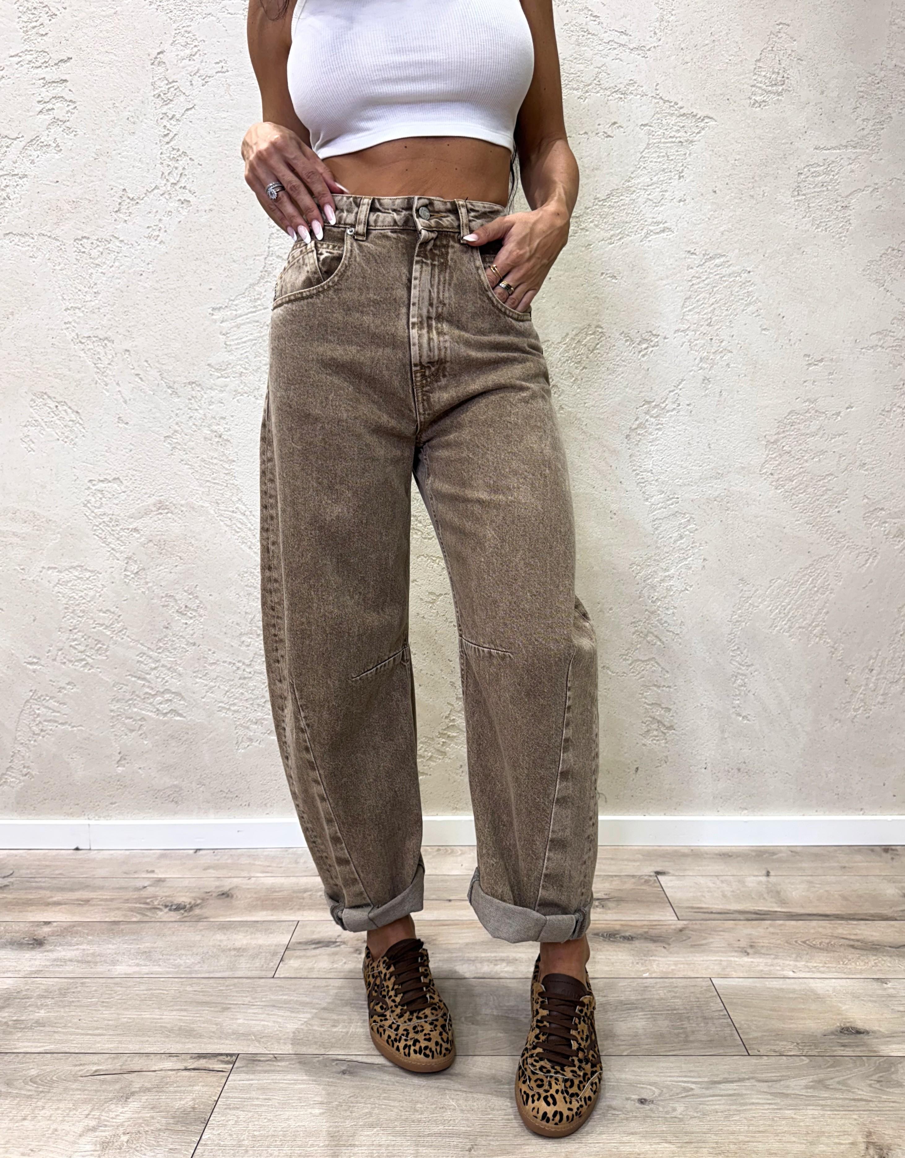 jeans modello barbara a ferro di cavallo PFA-P050 SABBIA HAVEONE 