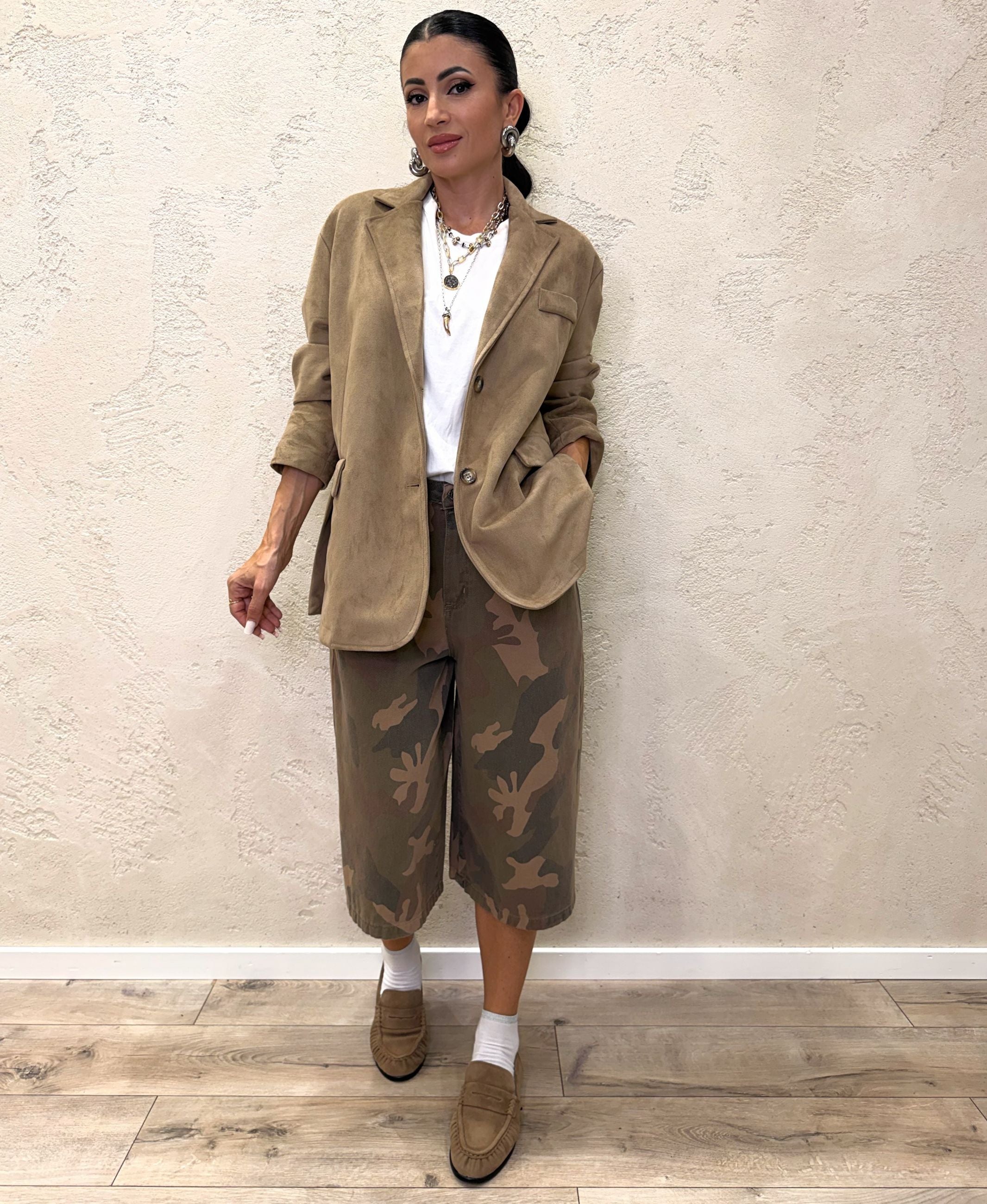 Giacca monopetto oversize in suede