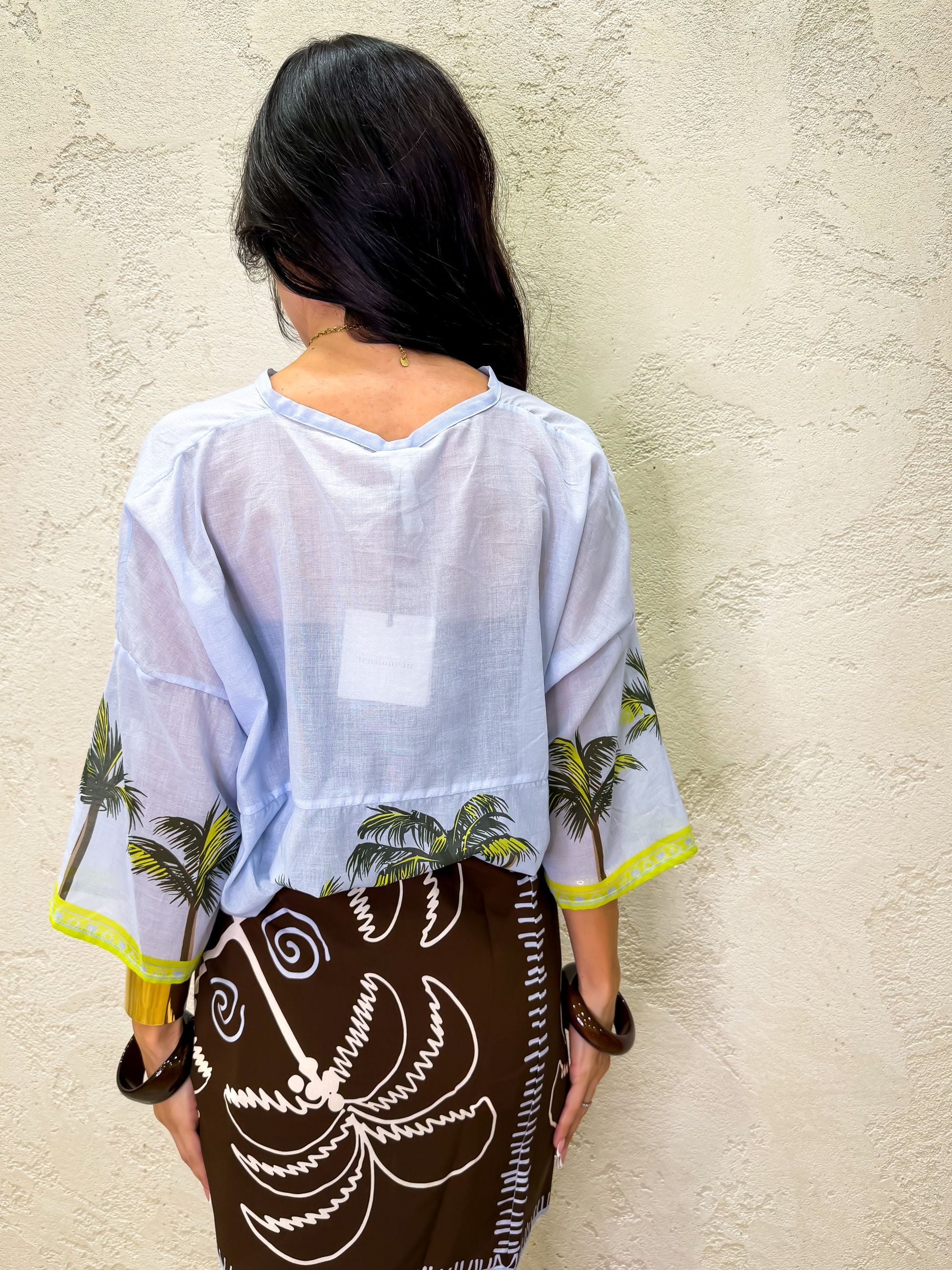 camicia morbida in mussola palm sky