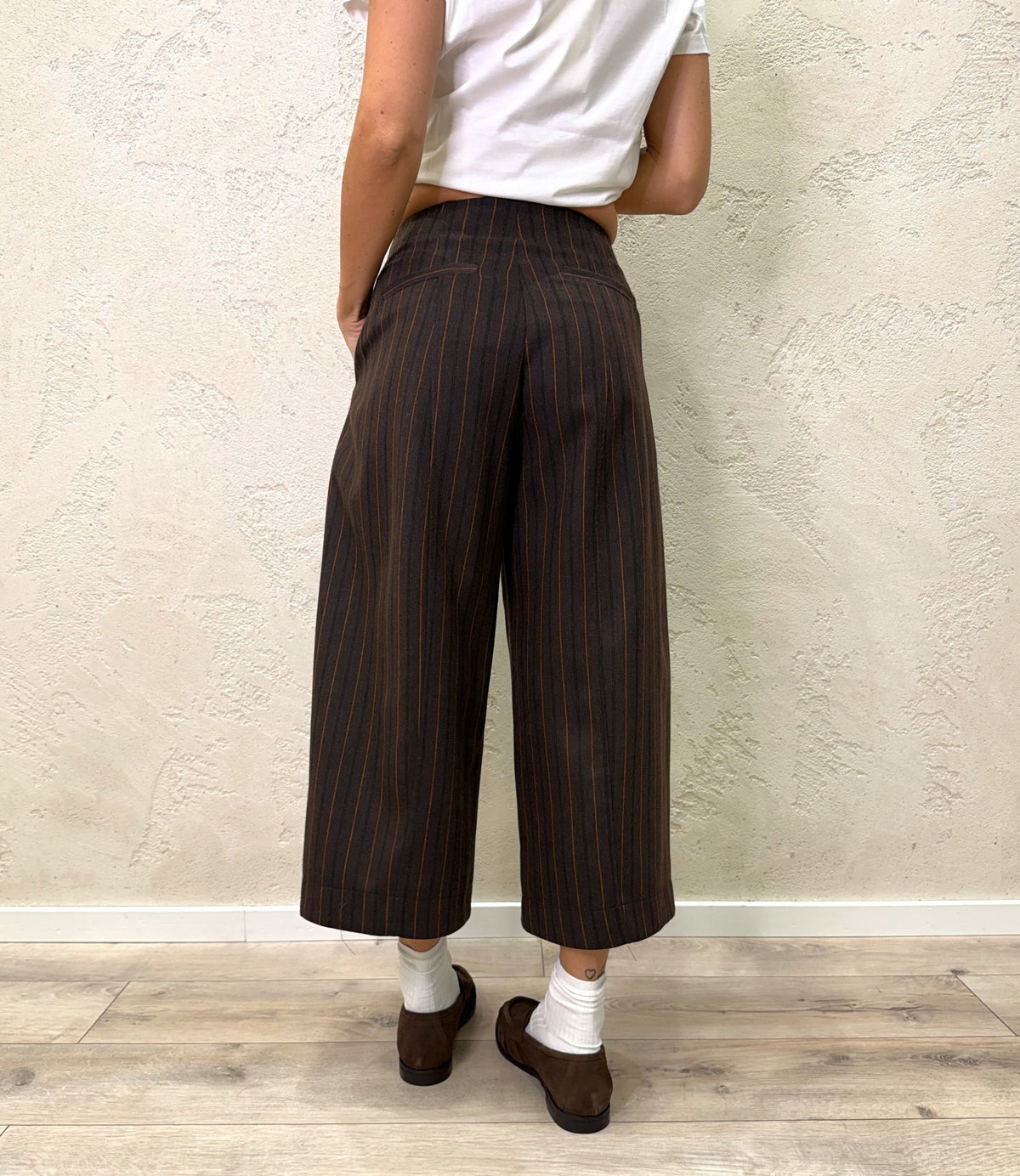 Pantalone ampio gessato