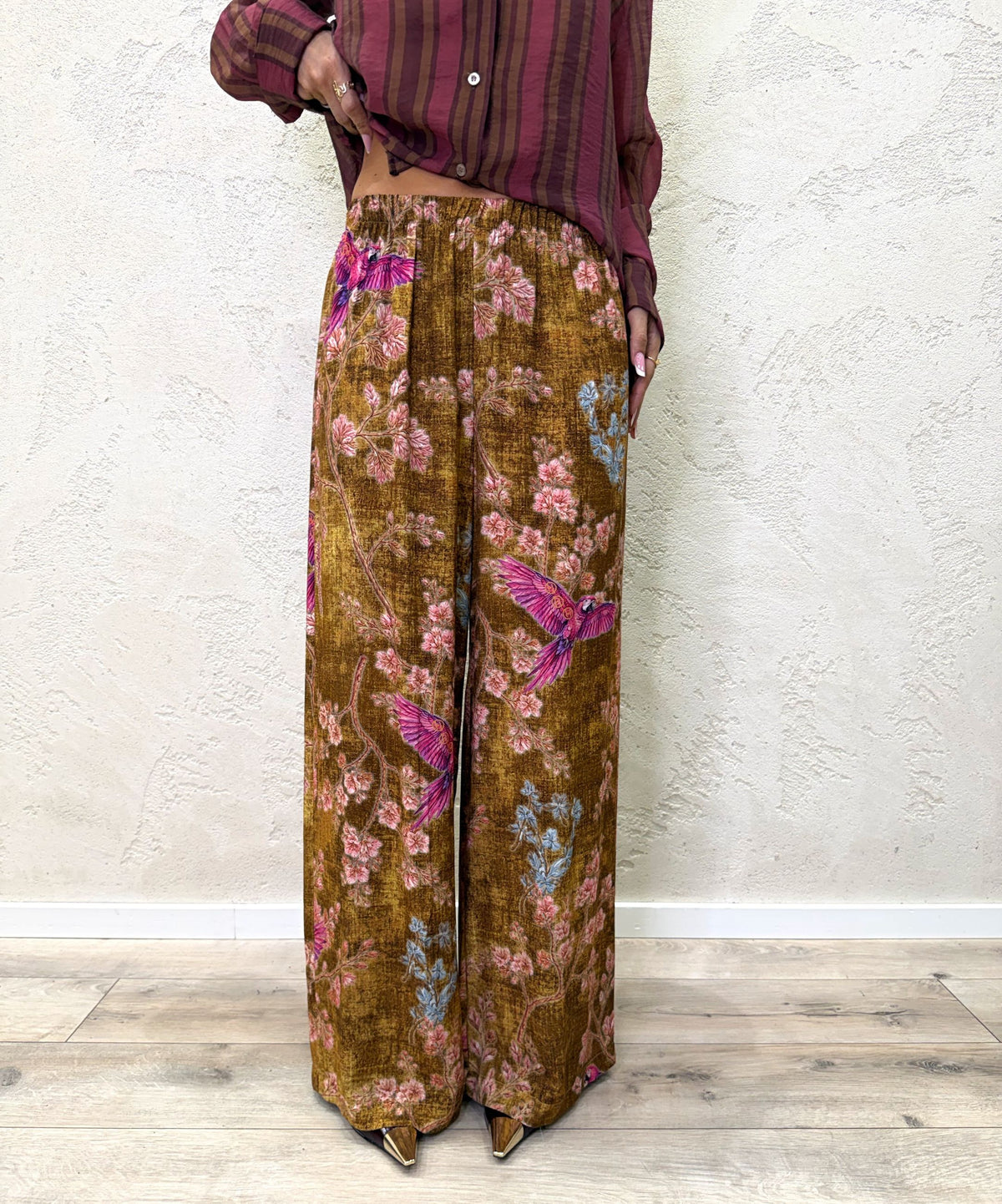 Pantalone "Nomad" pappagalli in viscosa