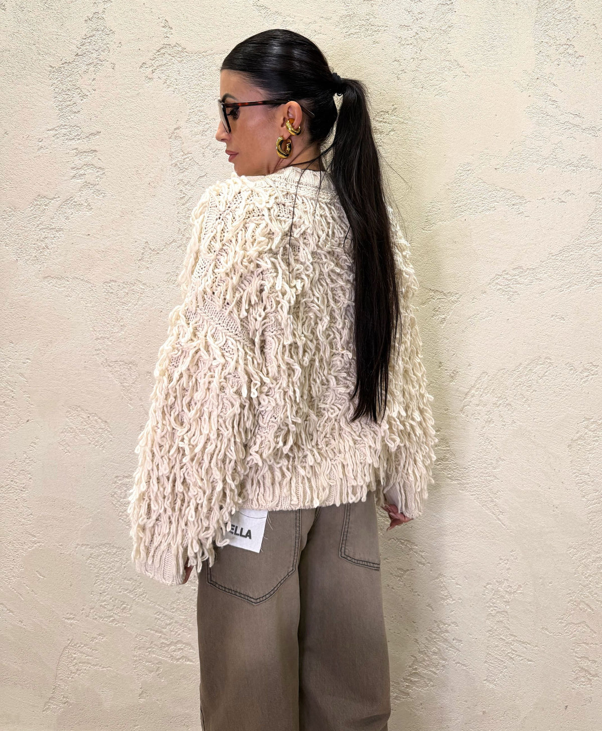 Cardigan Fringes in misto lana
