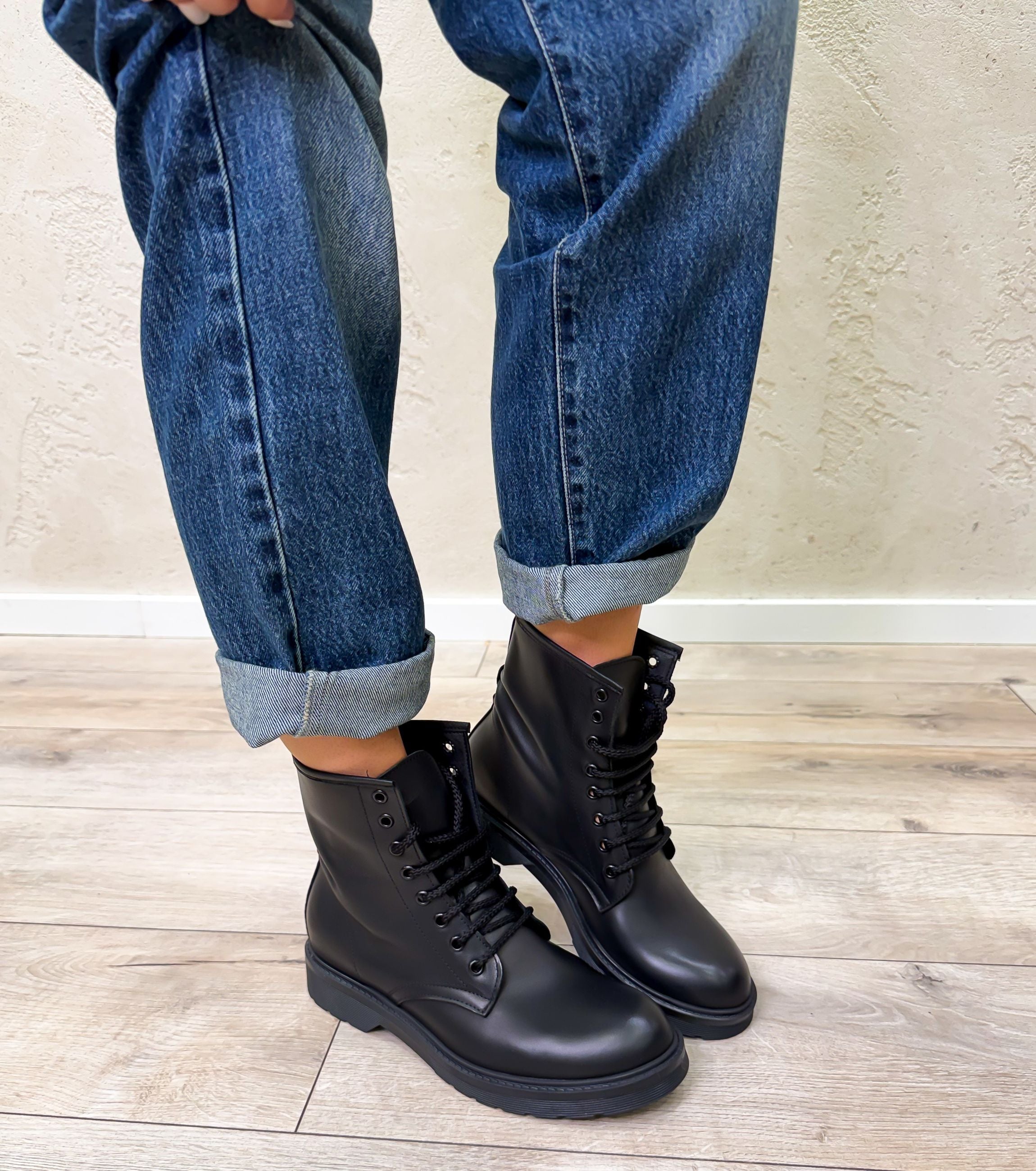 Stivaletto biker in pelle