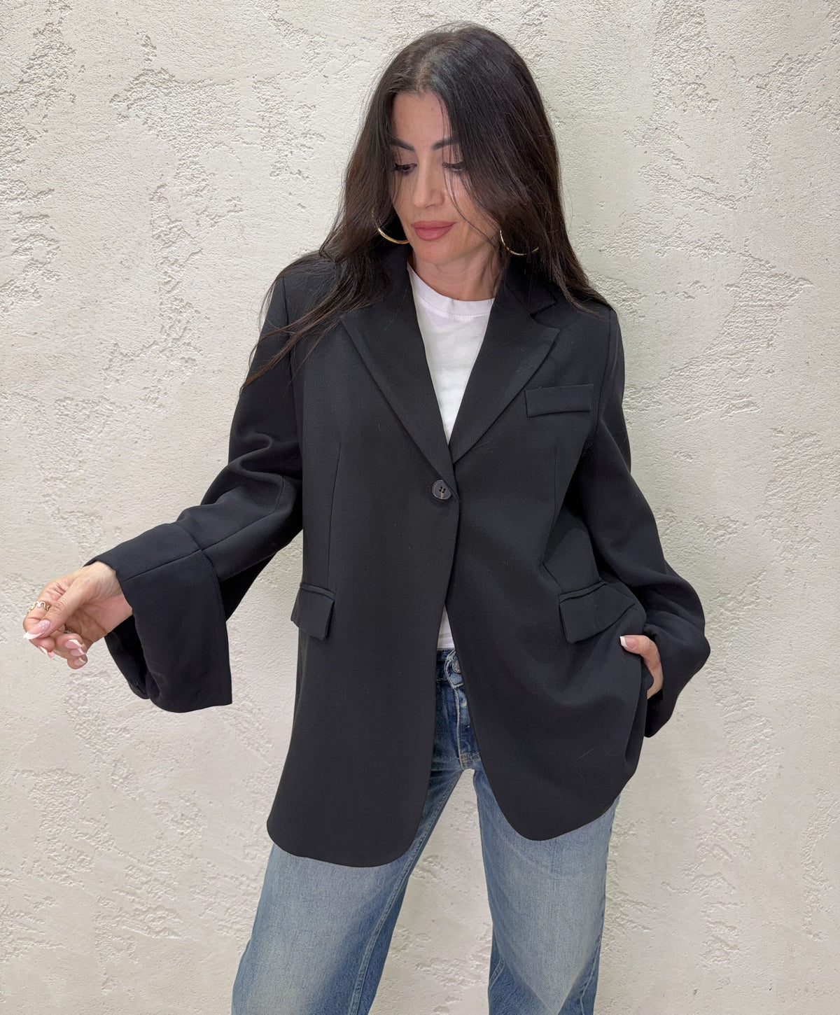 Blazer over con risvolto su manica