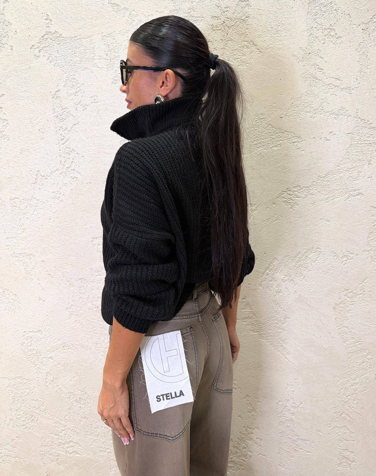 Pullover in misto lana a mezza zip