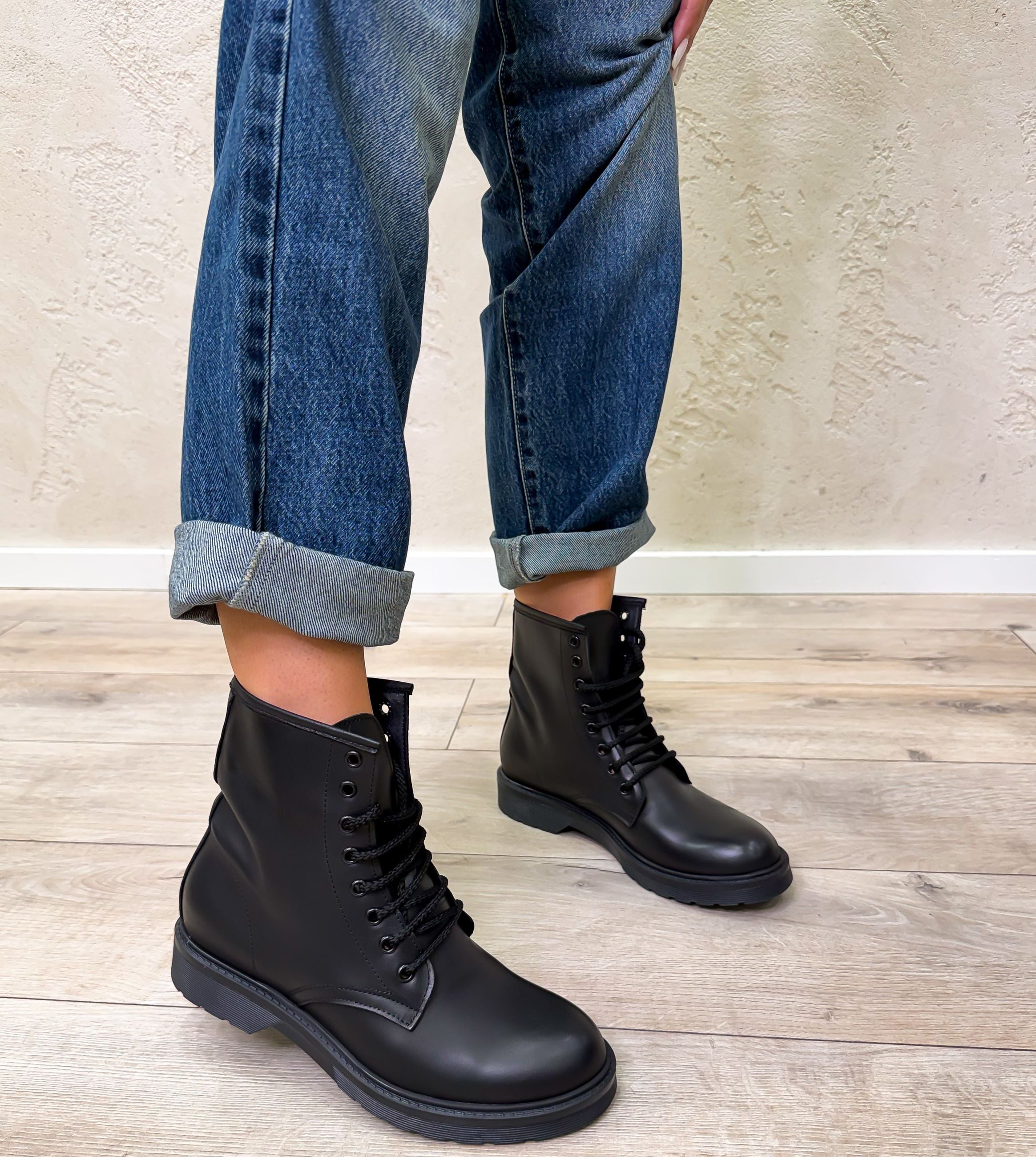 Stivaletto biker in pelle