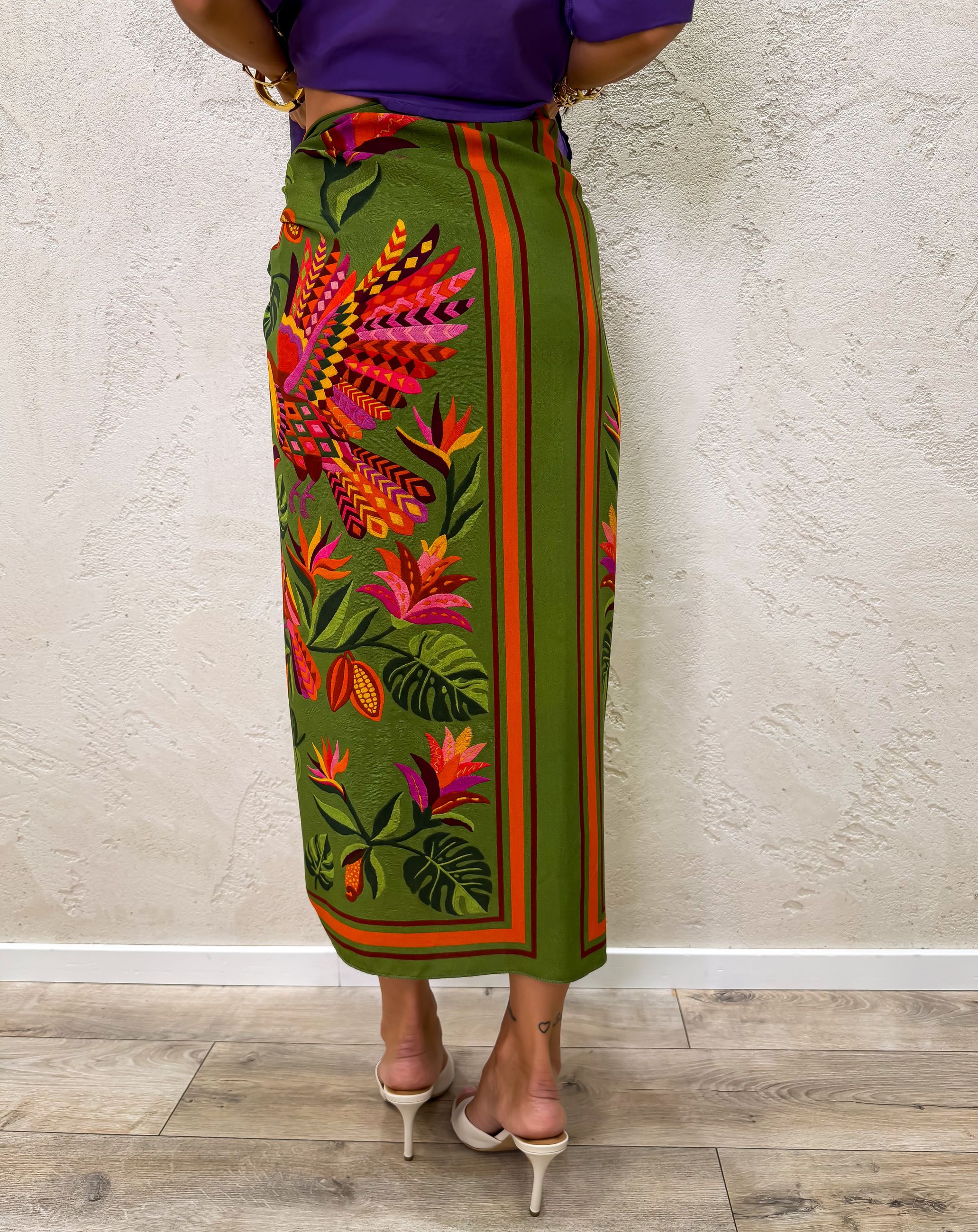 gonna midi pareo a foulard Tucani Tropicali